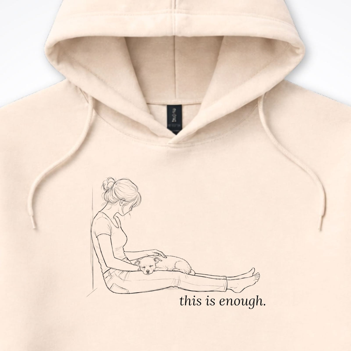 This Is Enough Woman & Dog Small Coarse Coat Hooded Sweatshirt - design close up