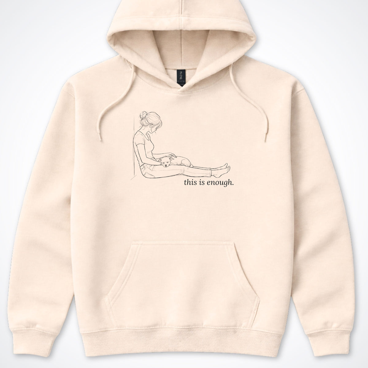 This Is Enough Woman & Dog Small Coarse Coat Hooded Sweatshirt - Sand