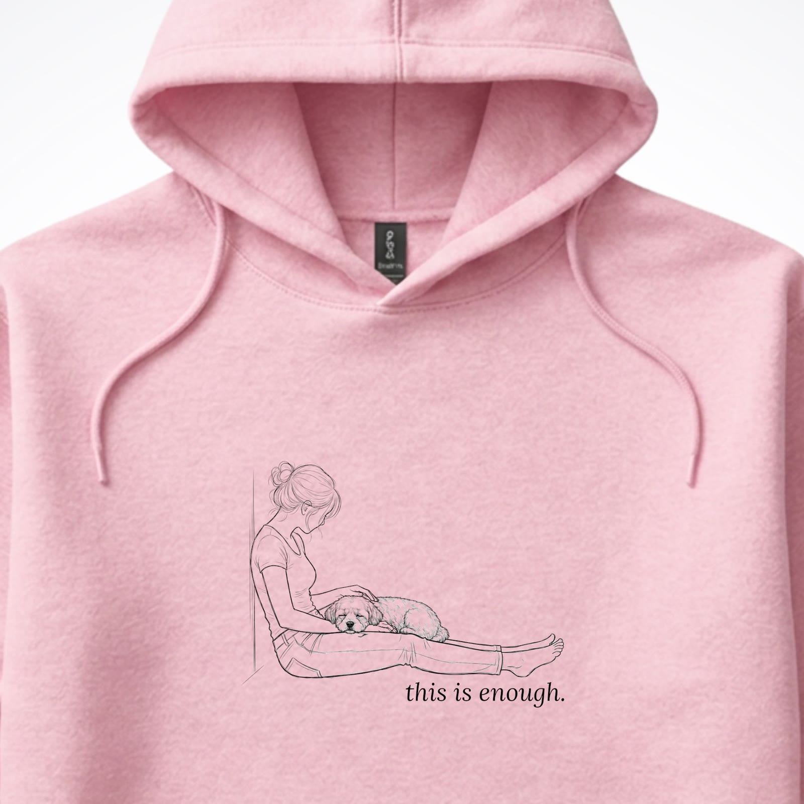 This Is Enough Woman & Dog Small Smooth Coat Hooded Sweatshirt - design close up