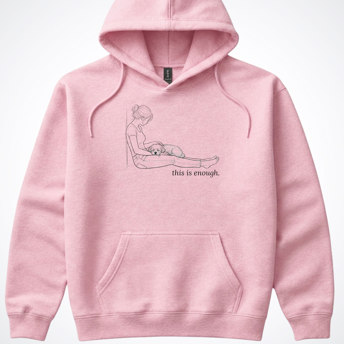 This Is Enough Woman & Dog Small Smooth Coat Hooded Sweatshirt - Light Pink
