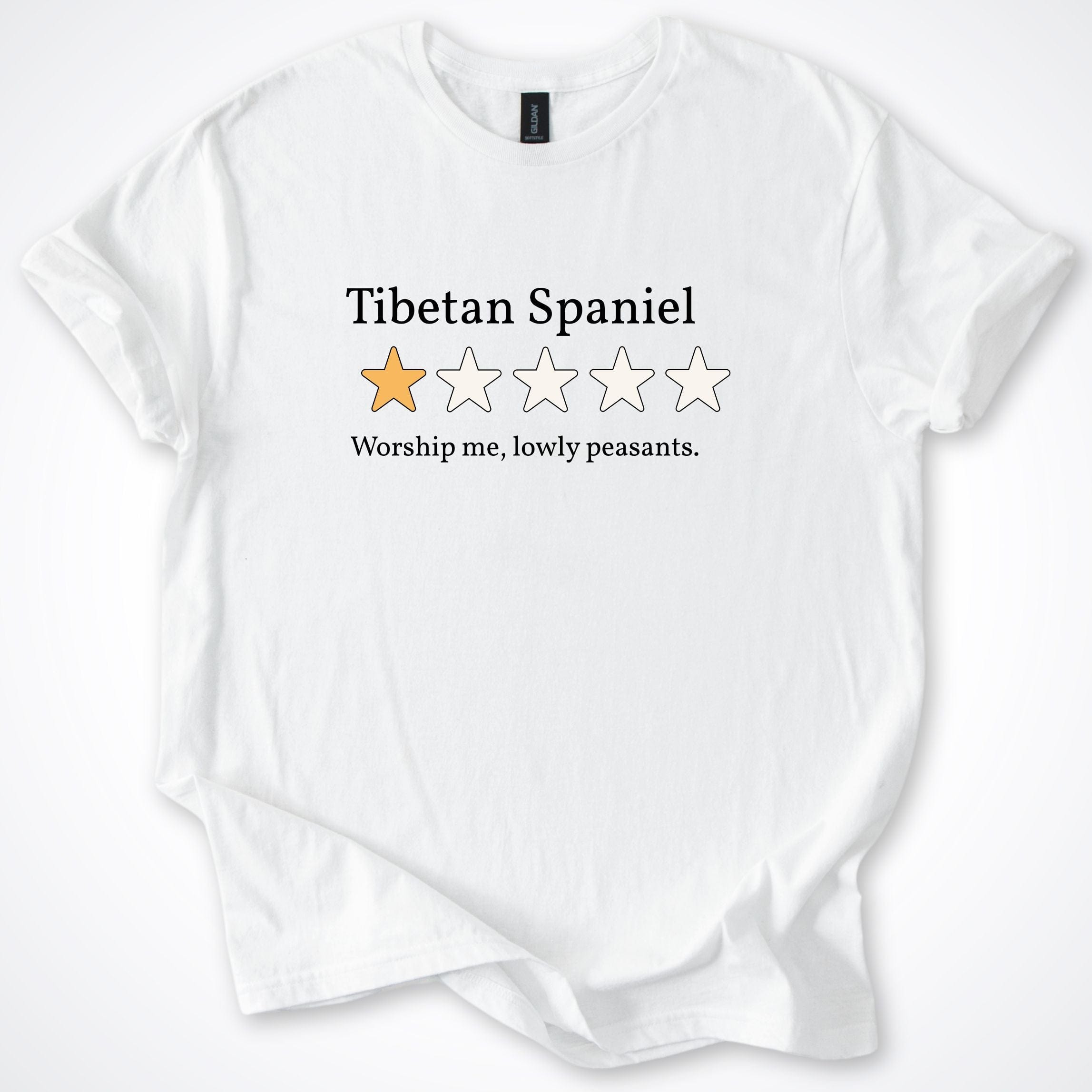 T-Shirt White / S Tibetan Spaniel One Star Review T-Shirt ReallyintoDogs
