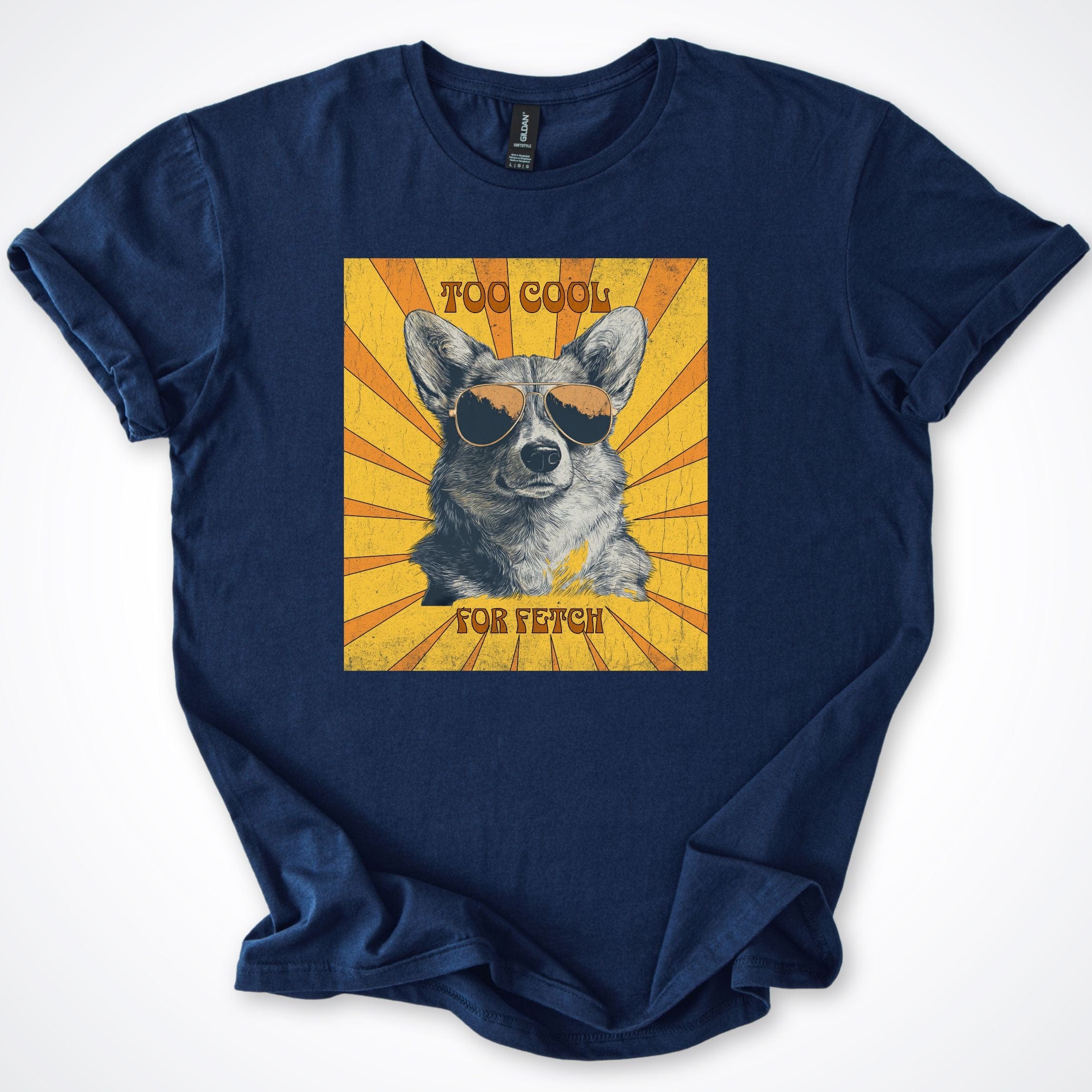 T-Shirt Navy / S Too Cool For Fetch Corgi T-Shirt ReallyintoDogs