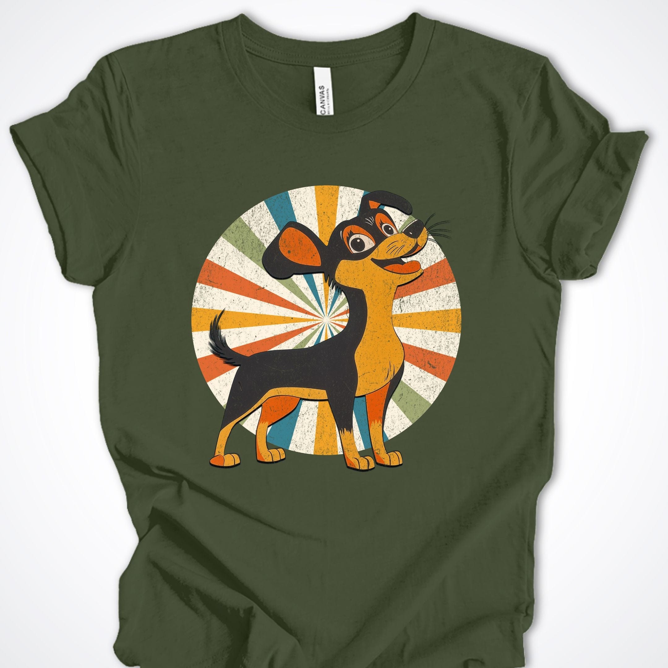 T-Shirt Military Green / S Vintage Pup Dazzle Premium Unisex T-Shirt ReallyintoDogs