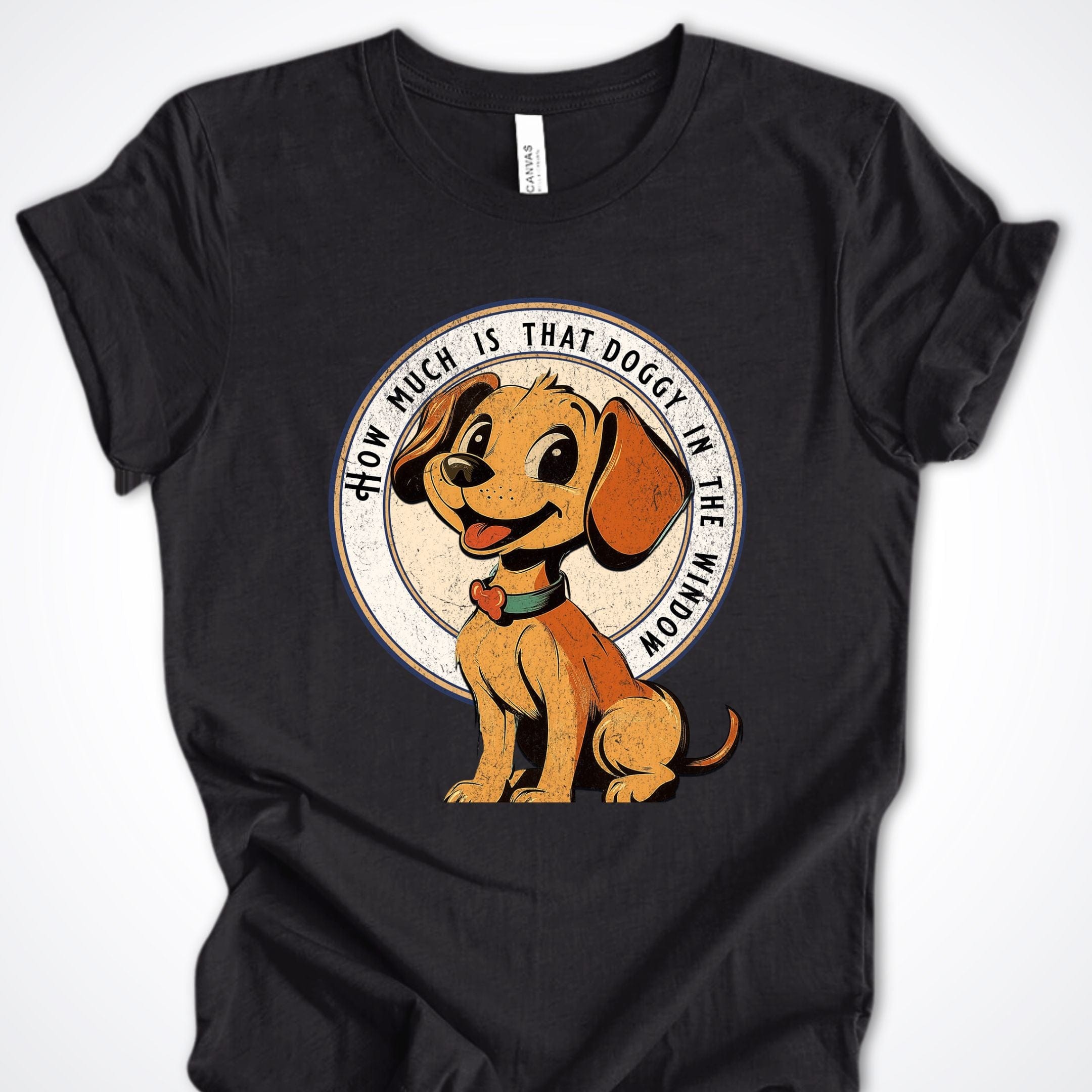 T-Shirt Black Heather / S Vintage Pup Doggy in the Window Premium Unisex T-Shirt ReallyintoDogs
