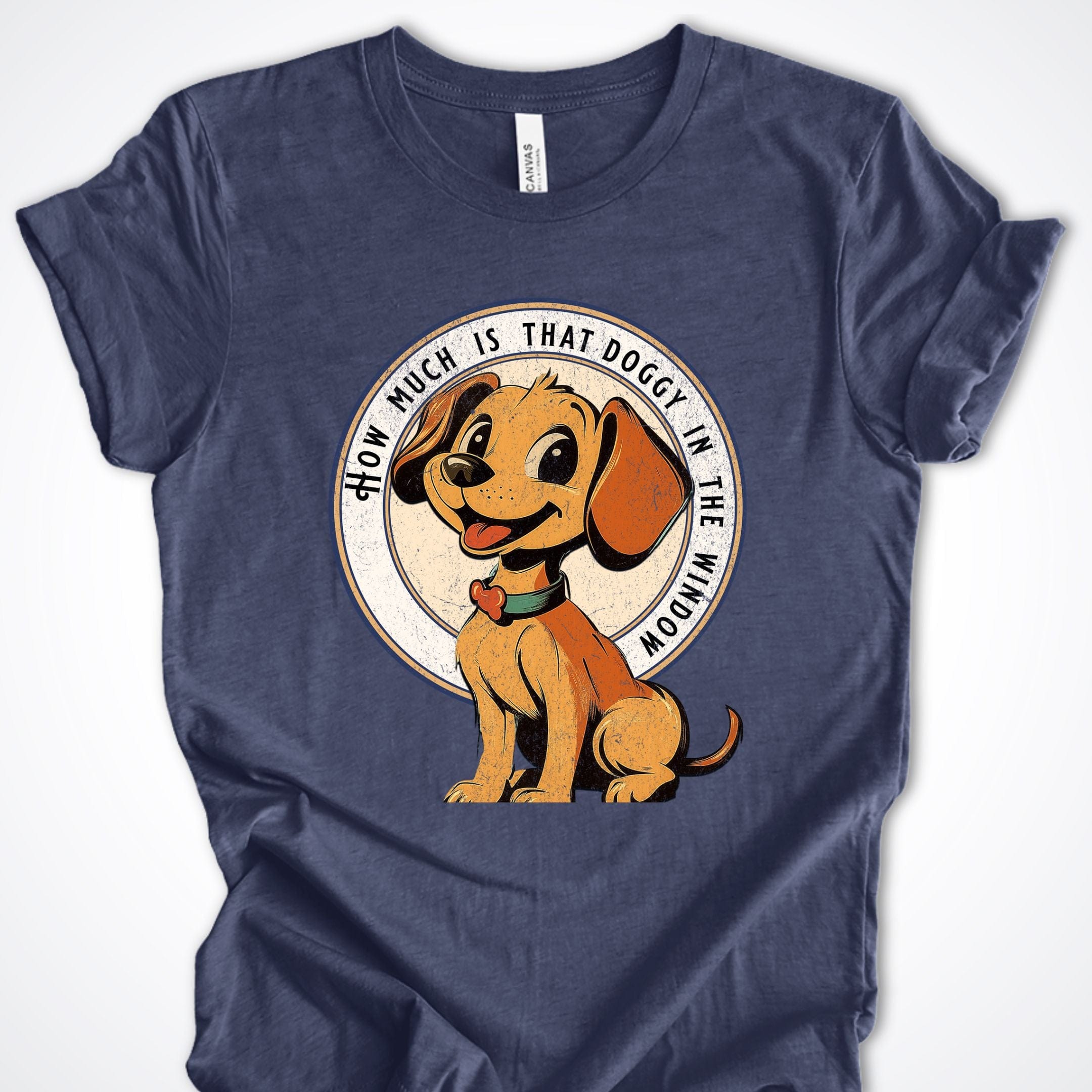 T-Shirt Heather Navy / S Vintage Pup Doggy in the Window Premium Unisex T-Shirt ReallyintoDogs