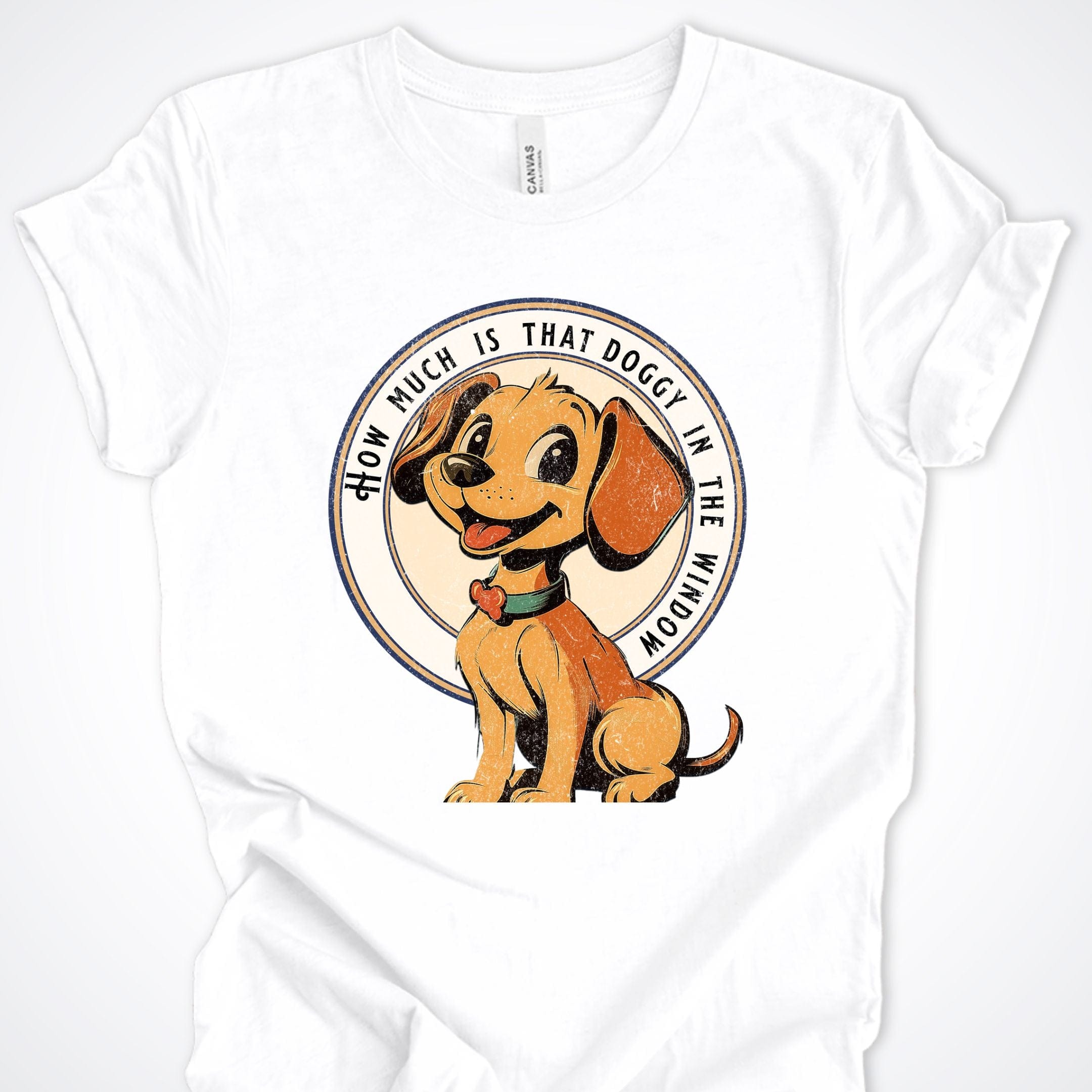 T-Shirt White / S Vintage Pup Doggy in the Window Premium Unisex T-Shirt ReallyintoDogs