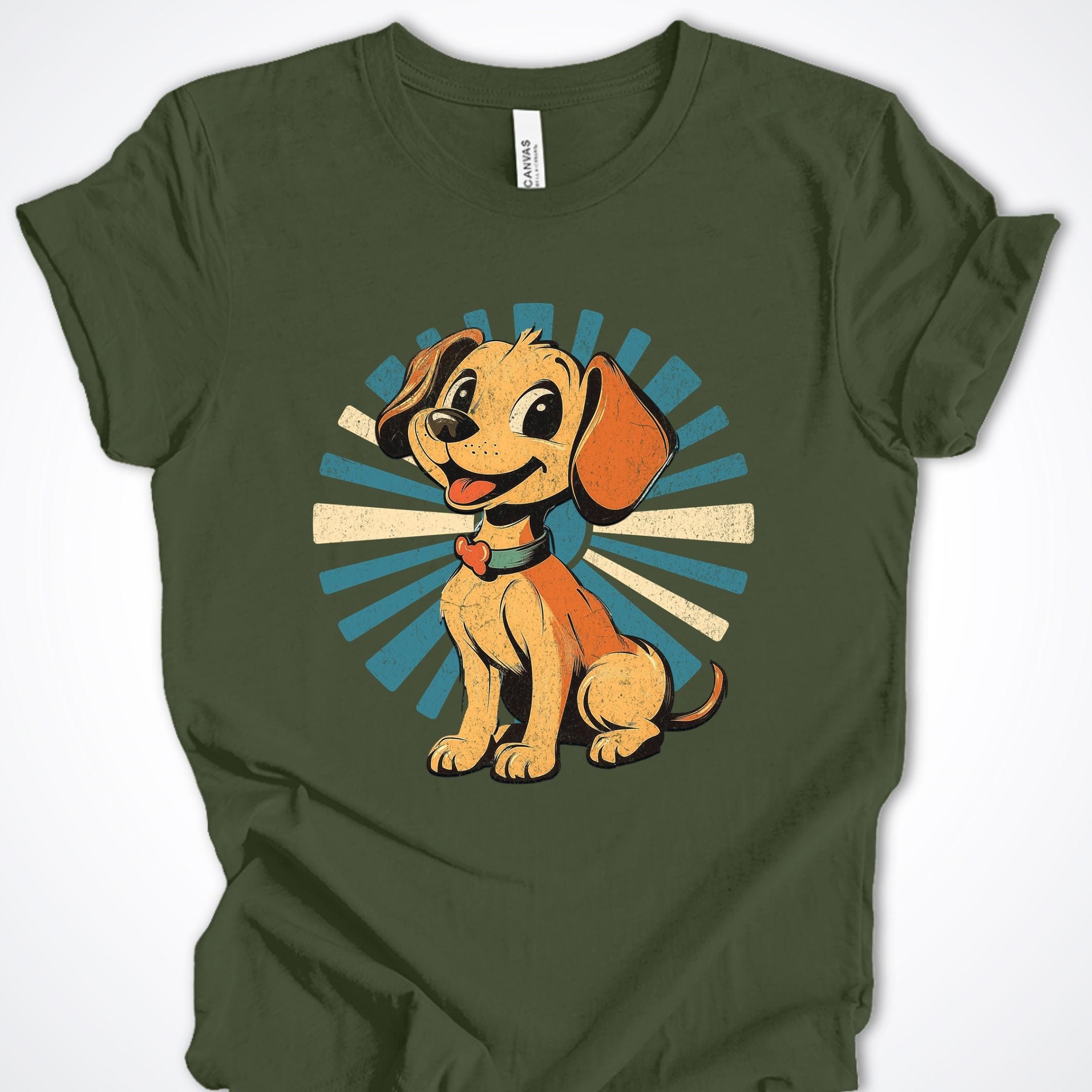 T-Shirt Military Green / S Vintage Pup Smiley Premium Unisex T-Shirt ReallyintoDogs