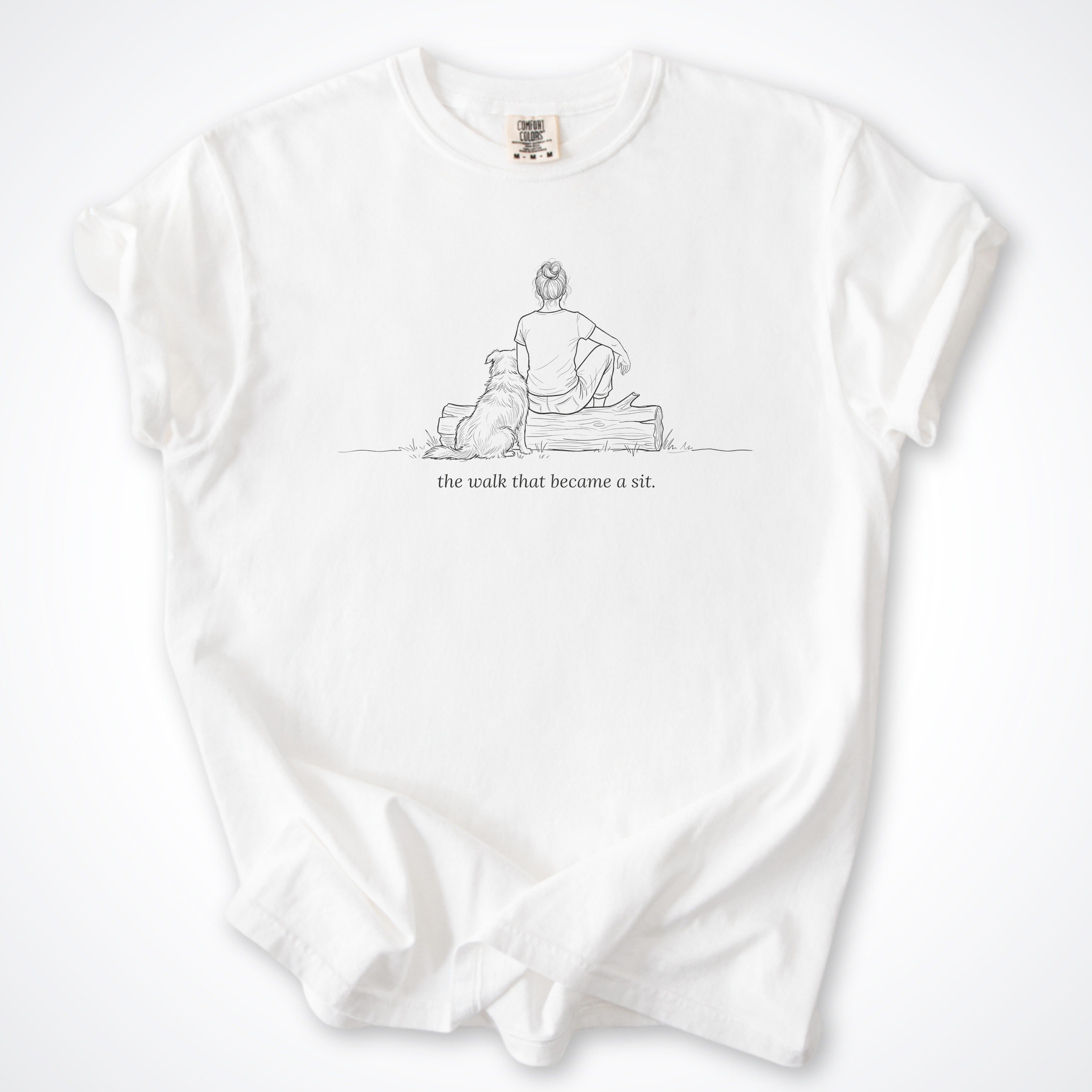 The Walk That Became A Sit Woman & Dog Premium T-Shirt