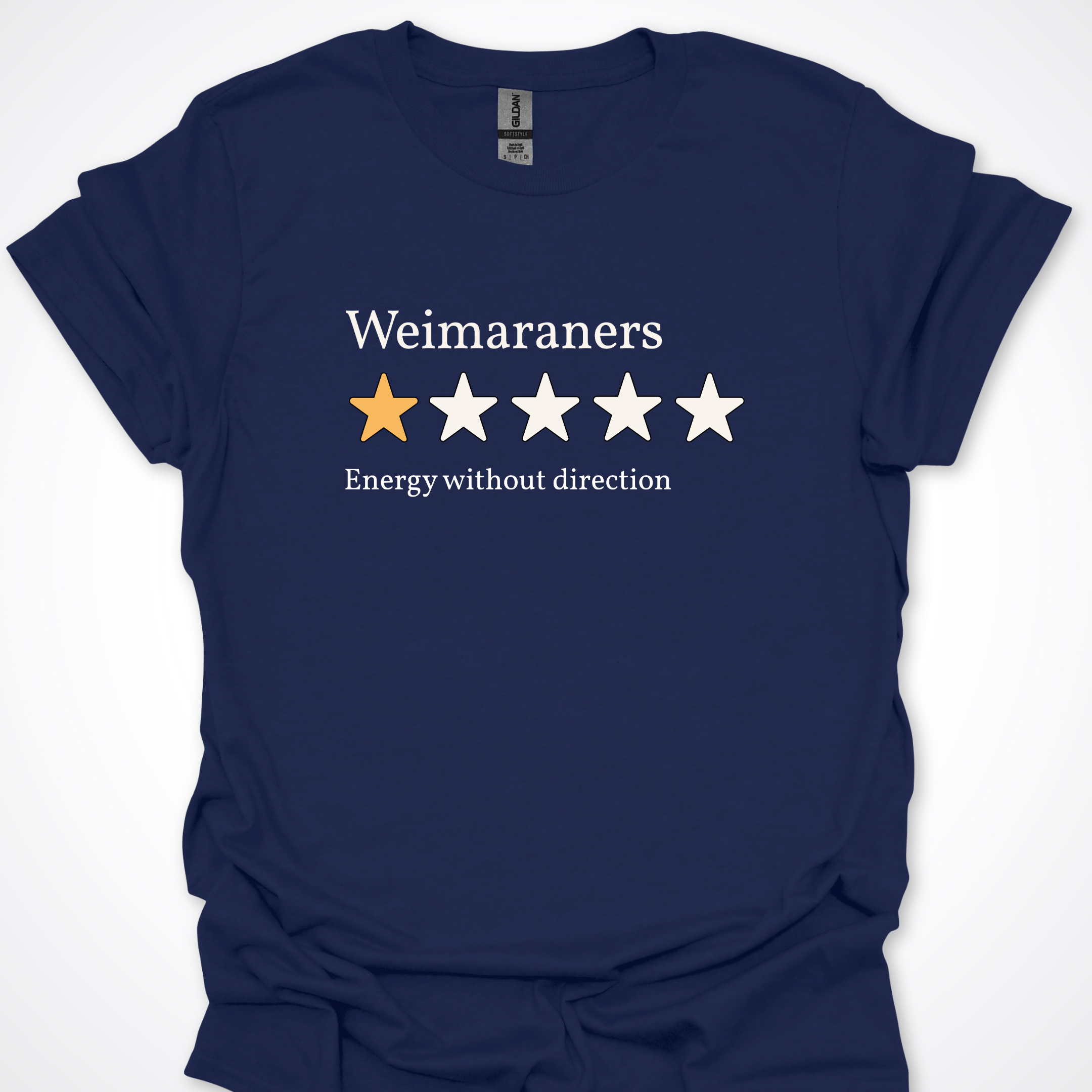 T-Shirt Navy / S Weimaraner One Star Review Premium Unisex T-Shirt ReallyintoDogs