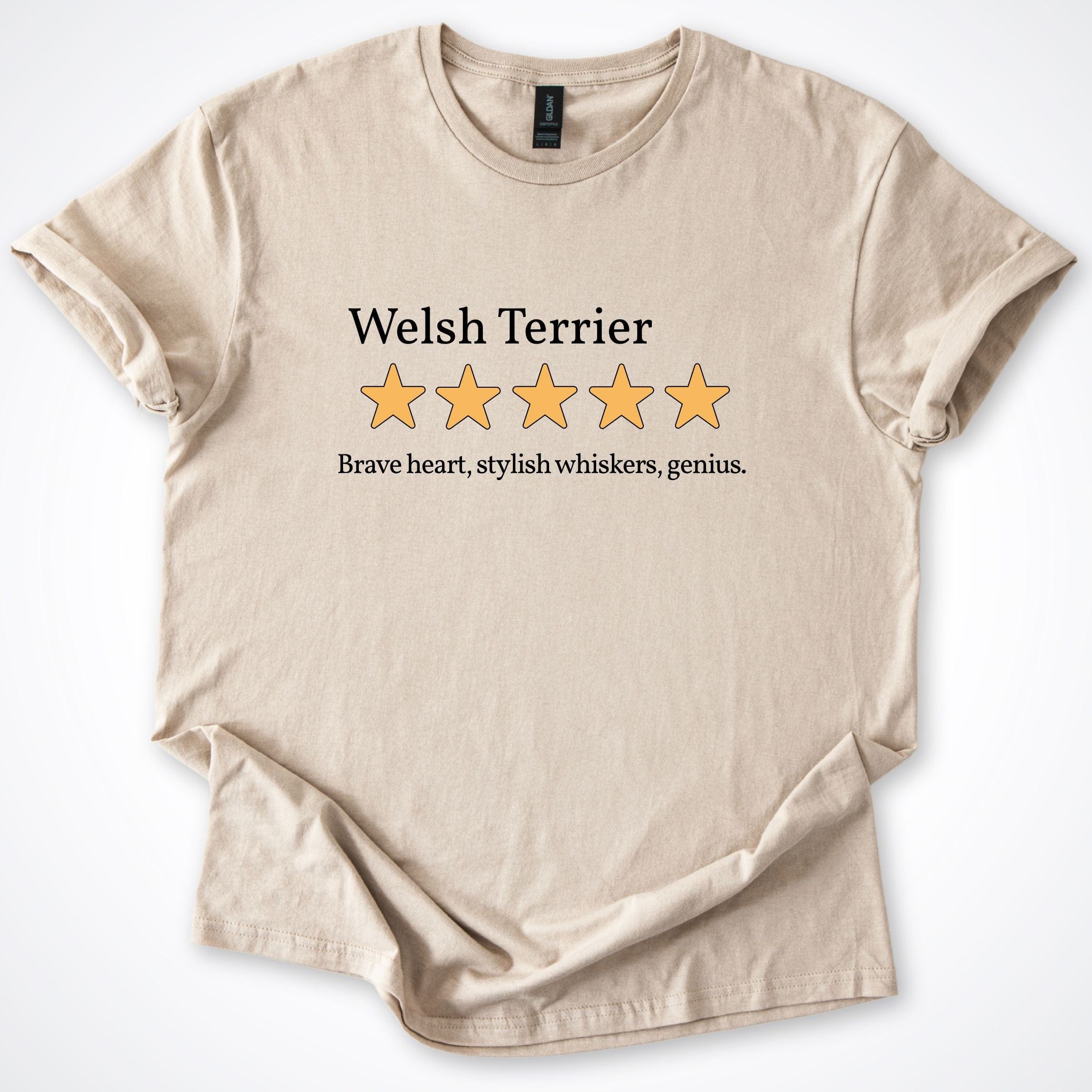 T-Shirt Sand / S Welsh Terrier Five Star Review T-Shirt ReallyintoDogs
