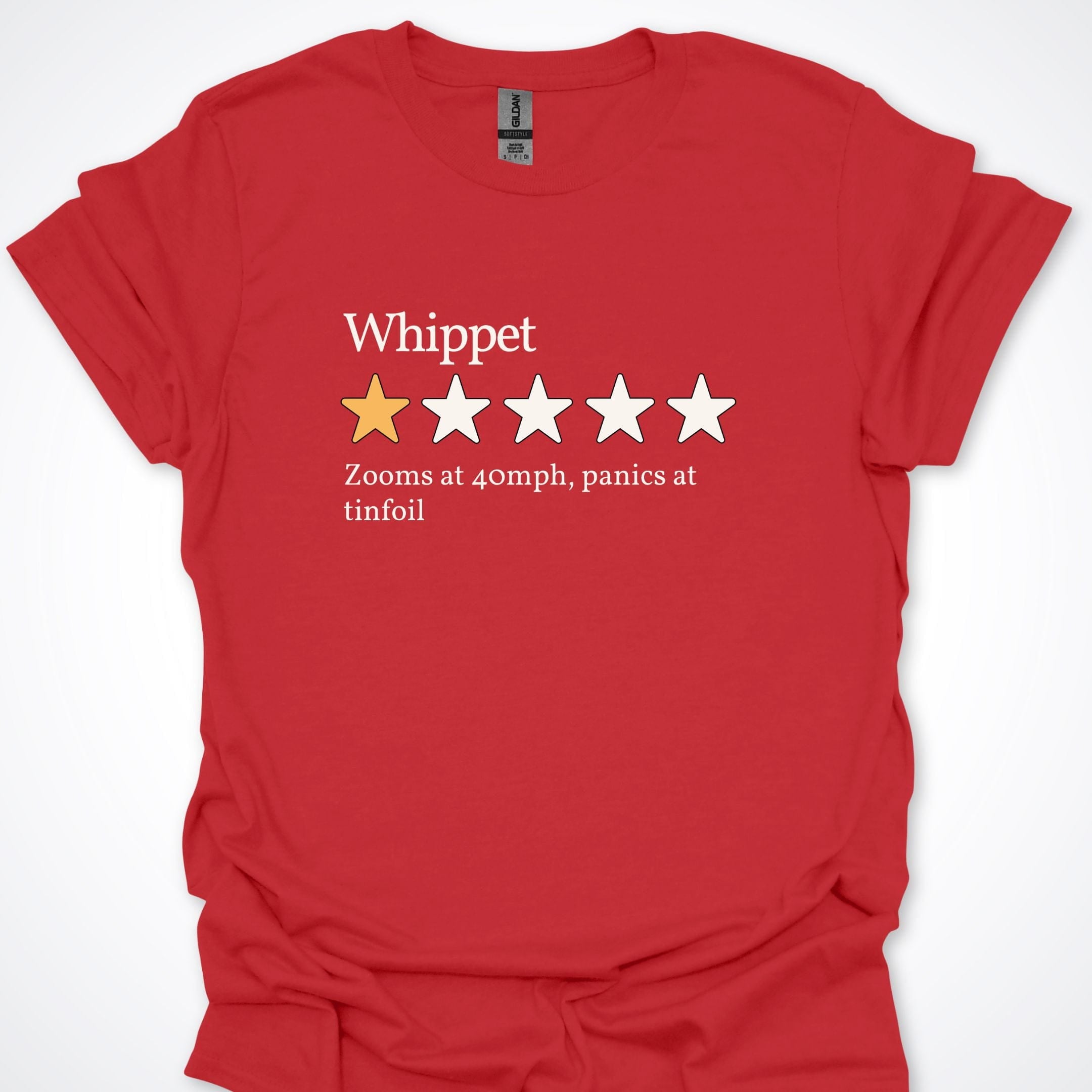 T-Shirt Red / S Whippet One Star Review T-Shirt ReallyintoDogs