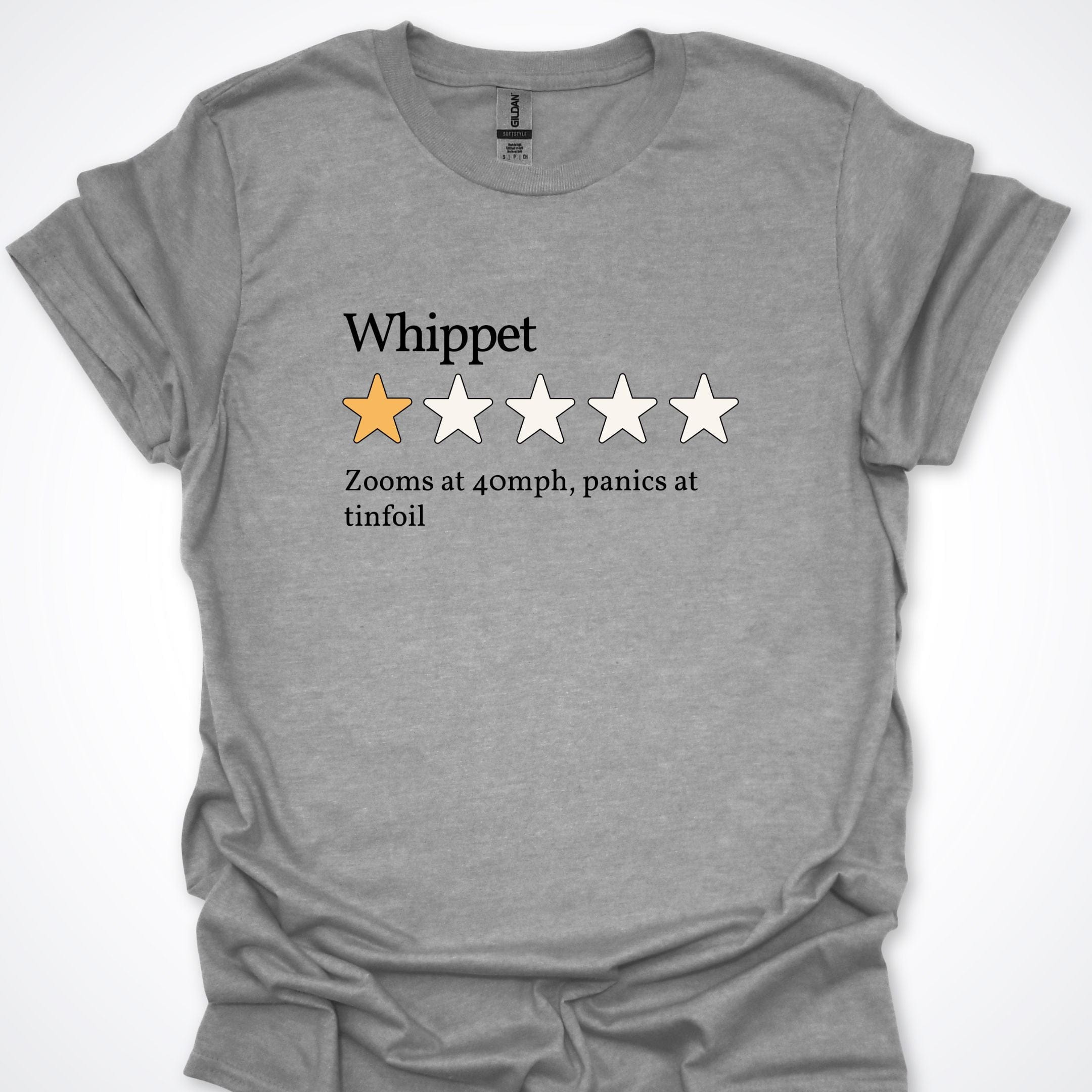 T-Shirt Sport Grey / S Whippet One Star Review T-Shirt ReallyintoDogs