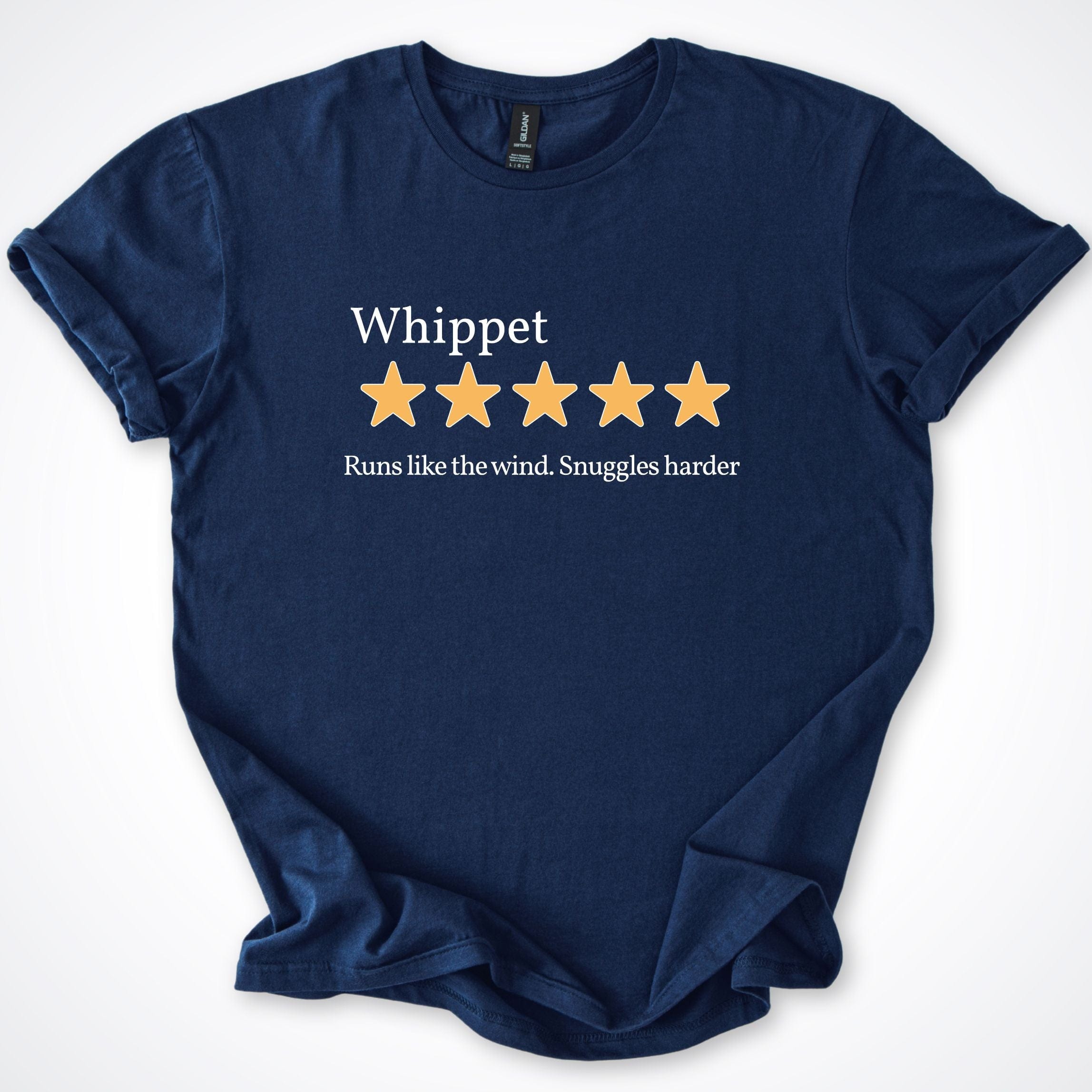 T-Shirt Navy / S Whippet V2 Five Star Review T-Shirt ReallyintoDogs