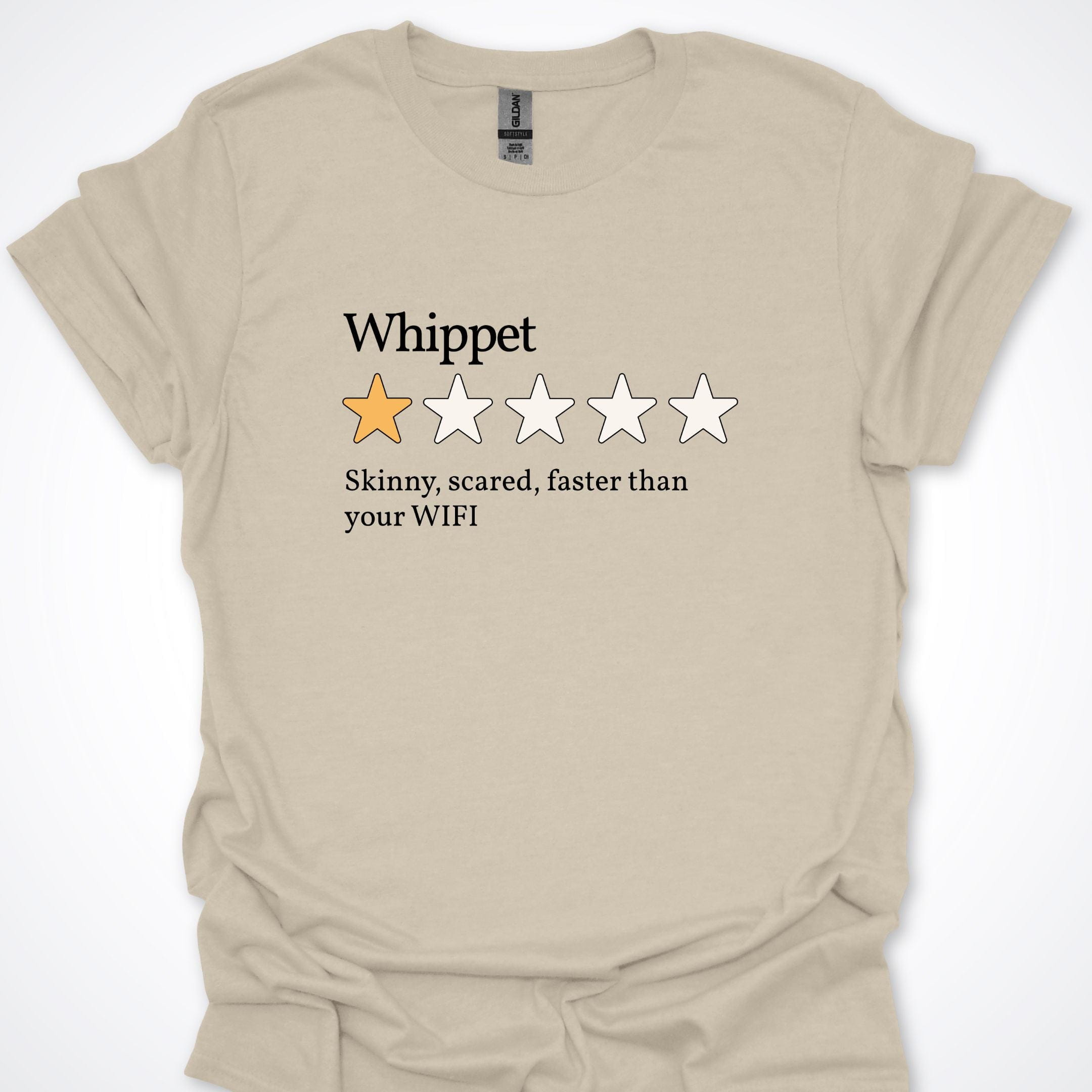 T-Shirt Natural / S Whippet WIFI One Star Review T-Shirt ReallyintoDogs