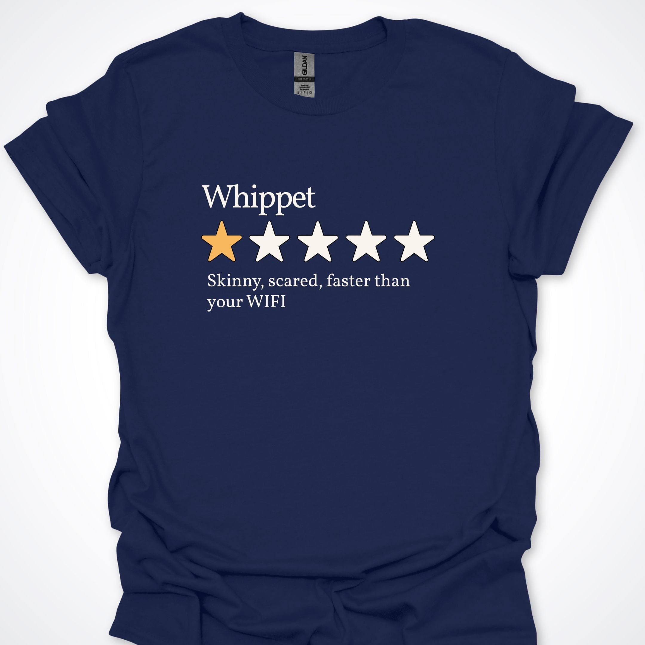T-Shirt Navy / S Whippet WIFI One Star Review T-Shirt ReallyintoDogs