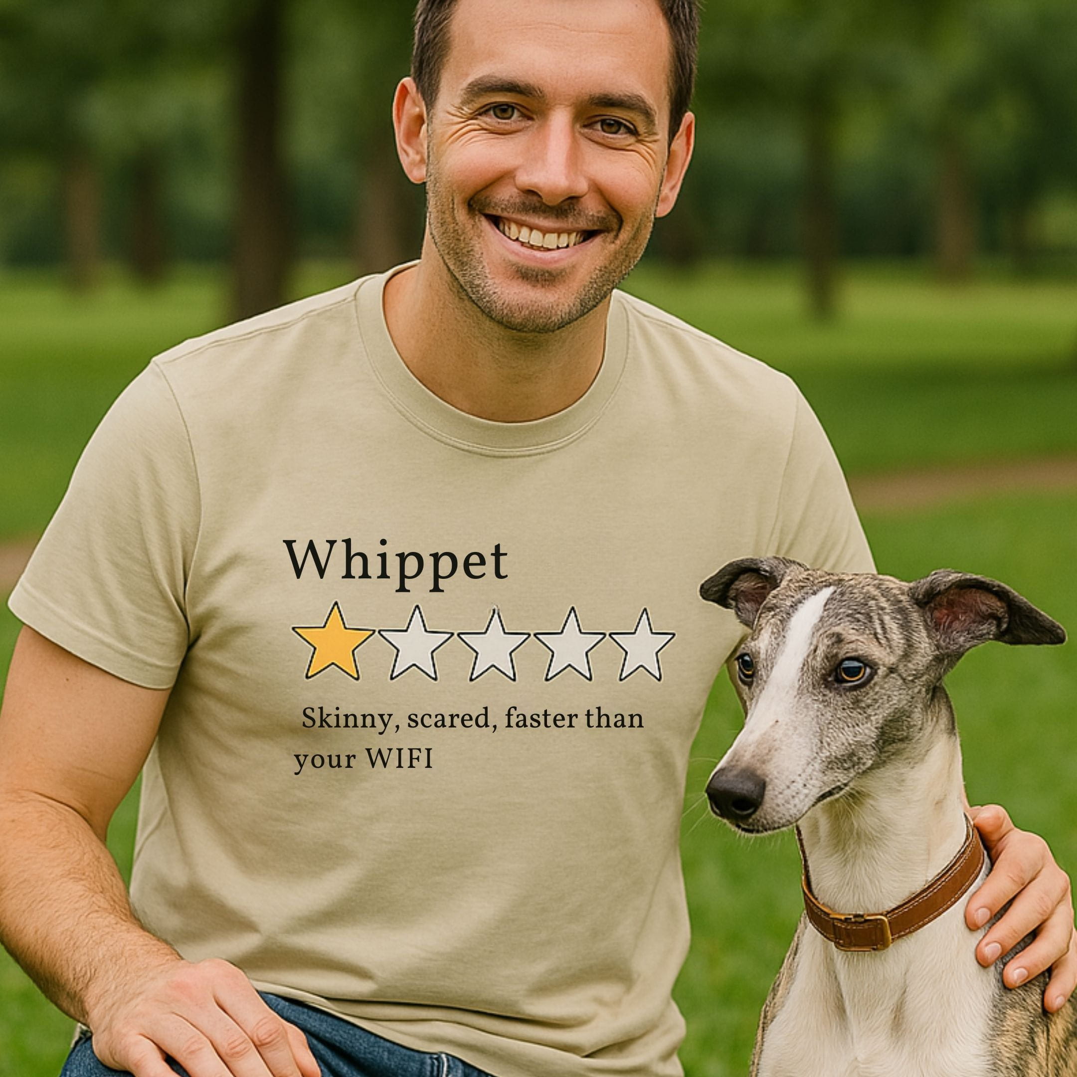 T-Shirt Whippet WIFI One Star Review T-Shirt ReallyintoDogs