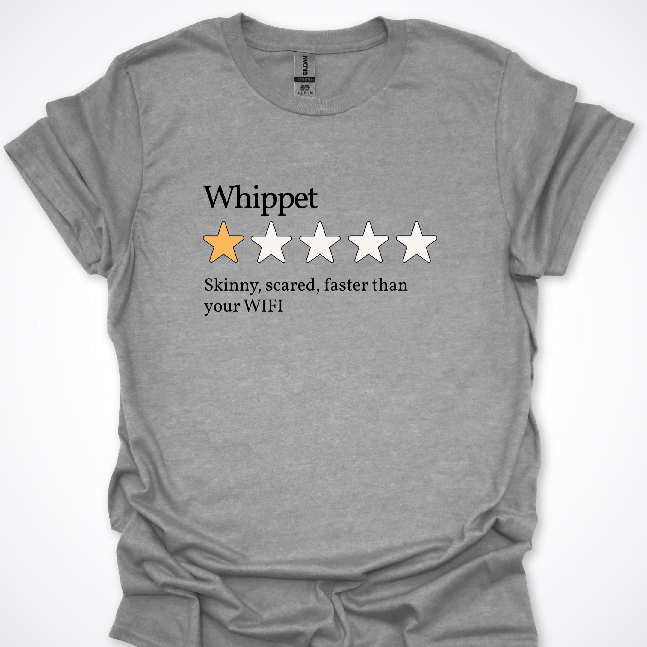 T-Shirt Sport Grey / S Whippet WIFI One Star Review T-Shirt ReallyintoDogs