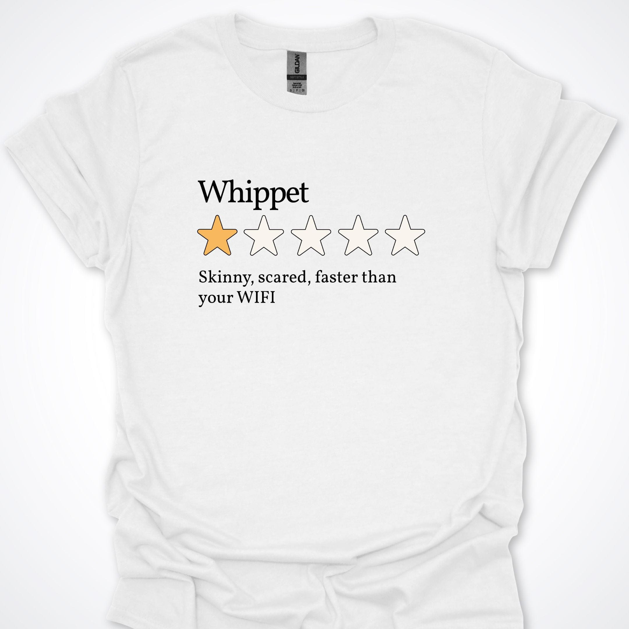 T-Shirt White / S Whippet WIFI One Star Review T-Shirt ReallyintoDogs