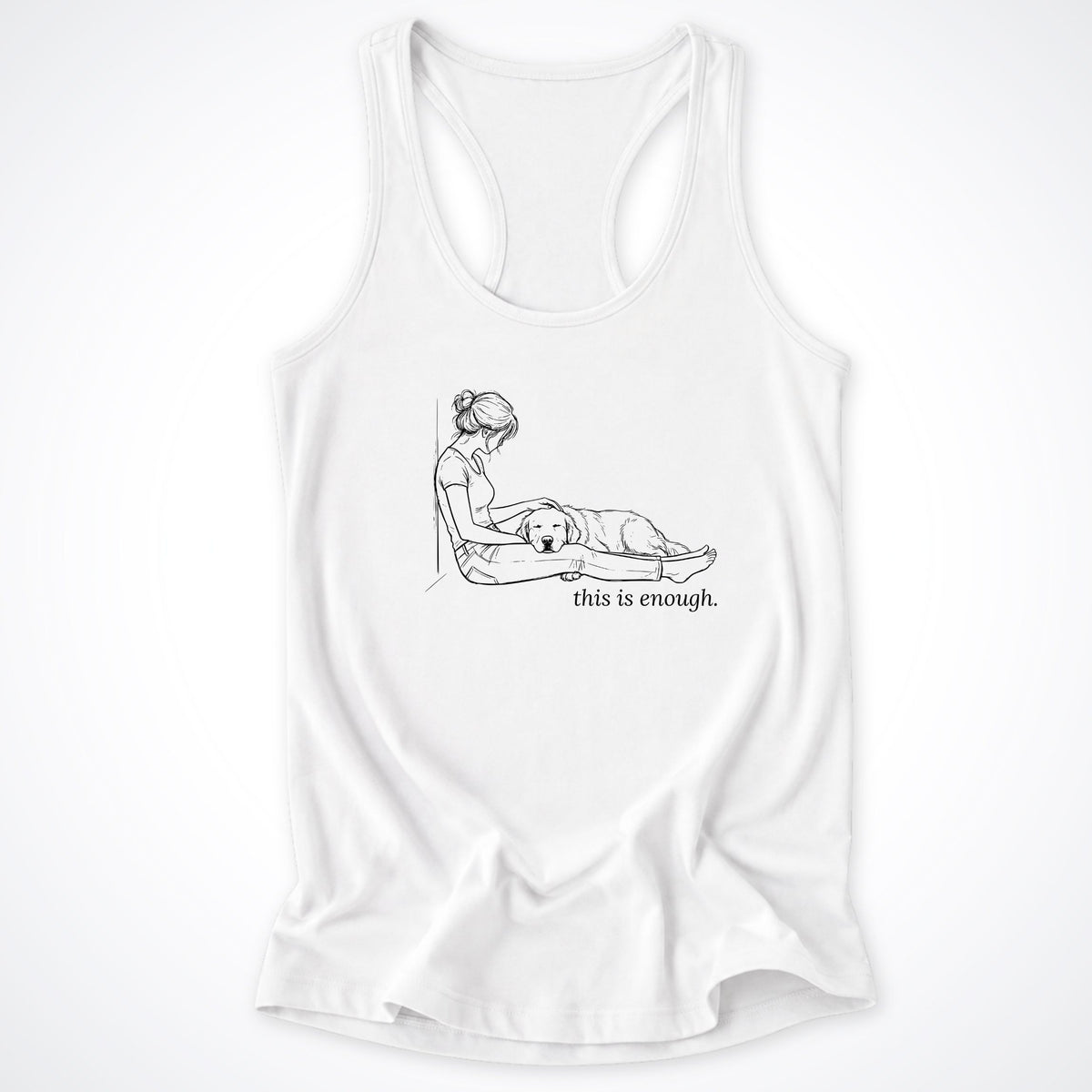 This is Enough Woman & Dog Racerback Tank Top