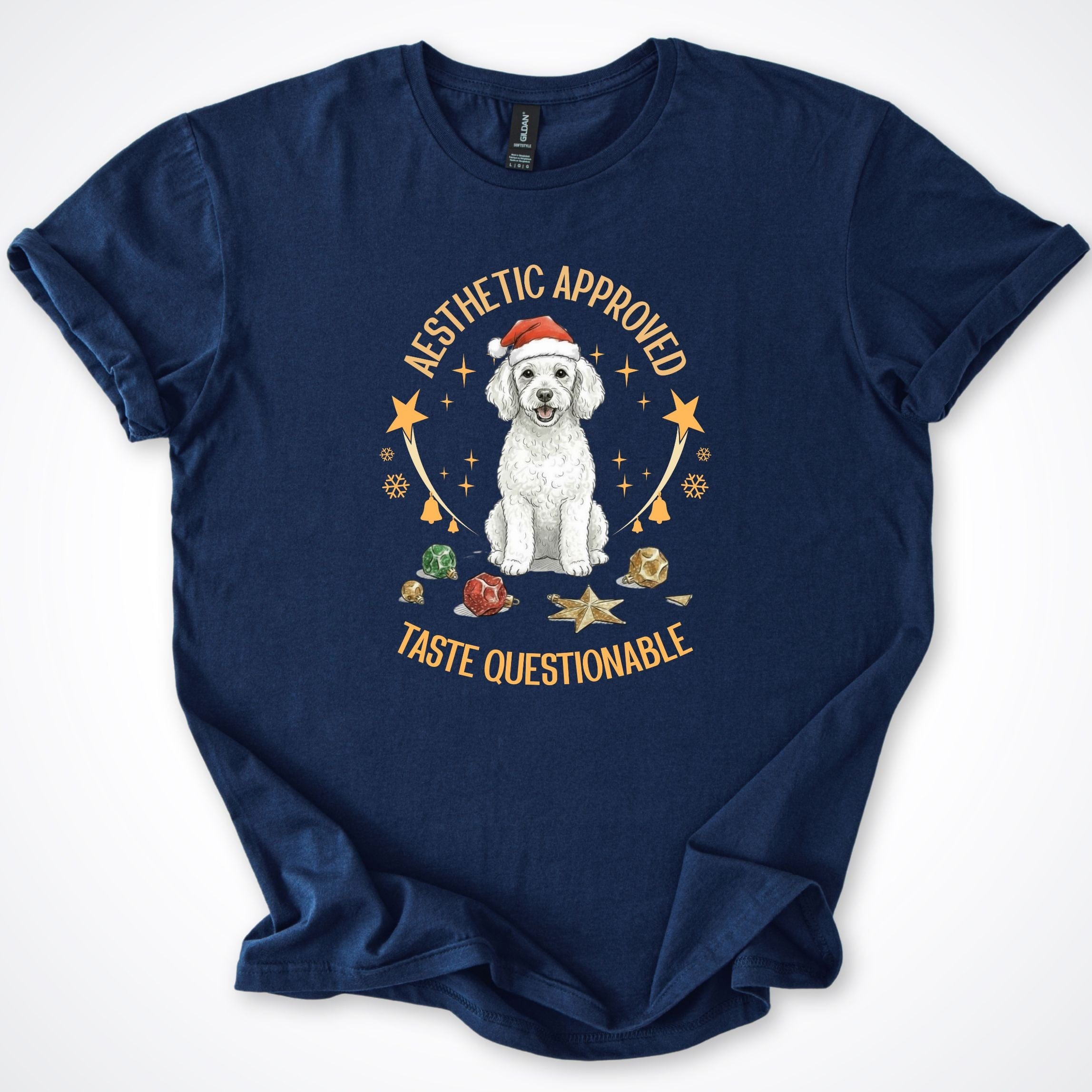 T-Shirt Navy / S Xmas Aesthetic Approved Poodle Christmas T-Shirt ReallyintoDogs