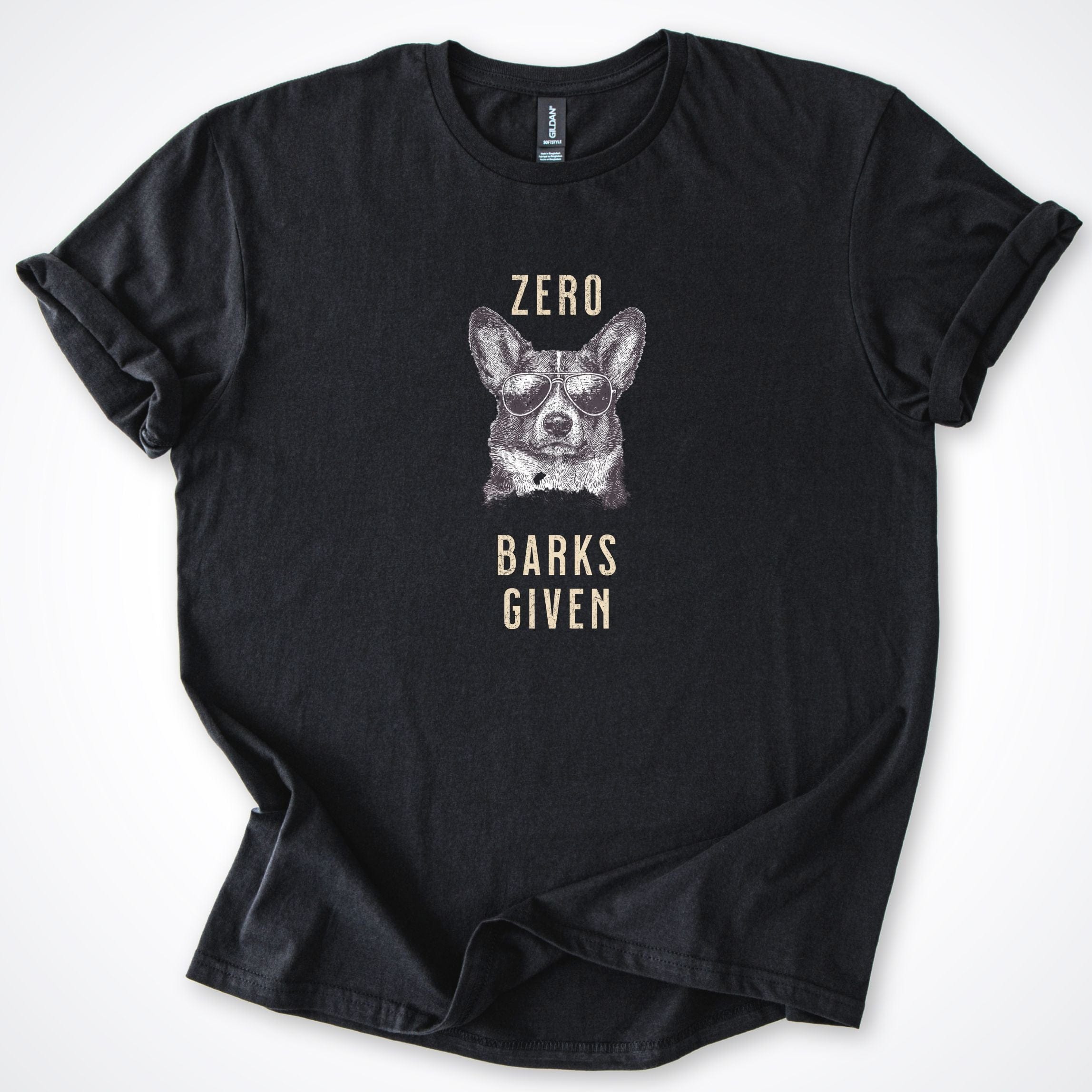 T-Shirt Black / S Zero Barks Given Corgi T-Shirt ReallyintoDogs