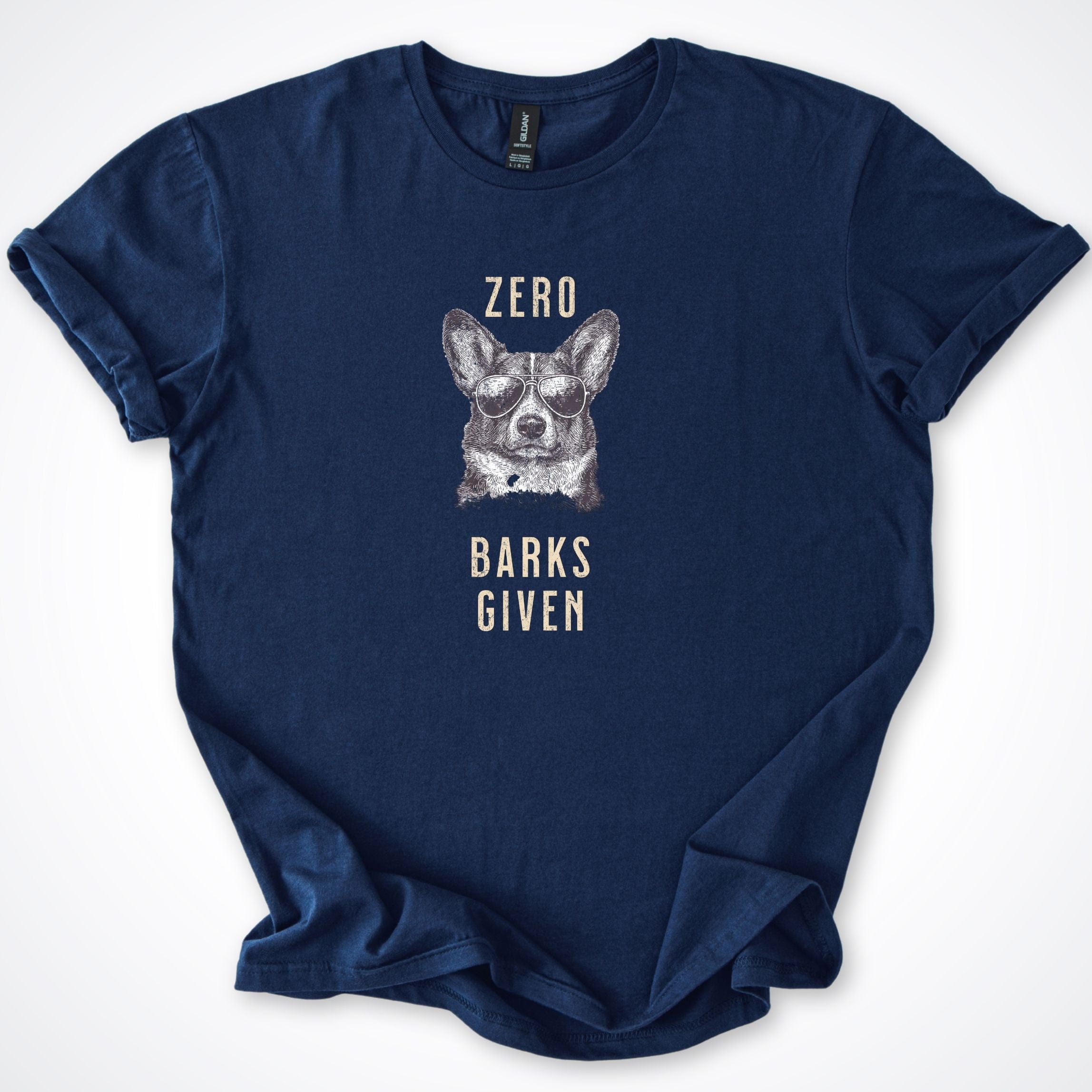 T-Shirt Navy / S Zero Barks Given Corgi T-Shirt ReallyintoDogs