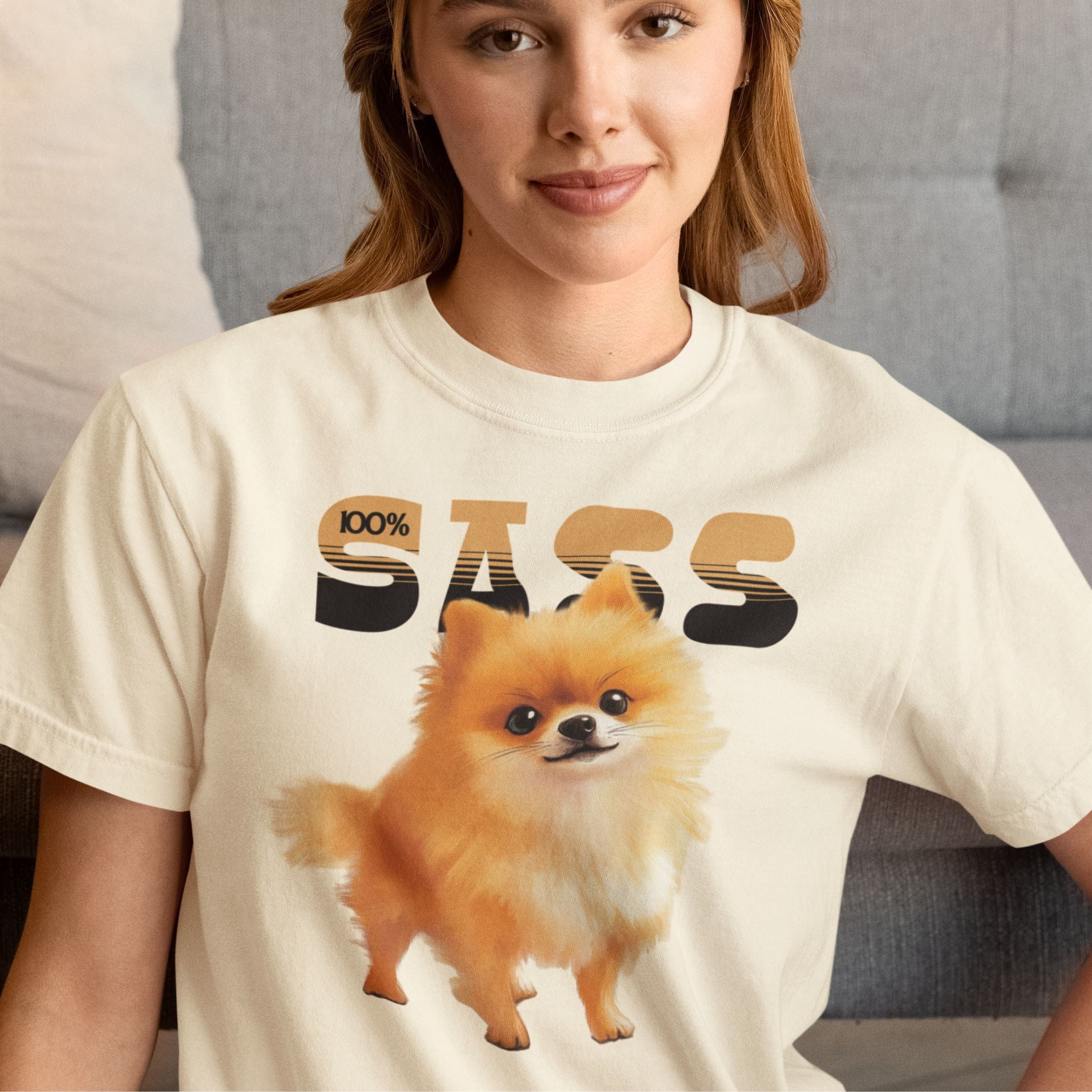 T-Shirt 100% Sass Pomeranian Premium Unisex T-Shirt ReallyintoDogs