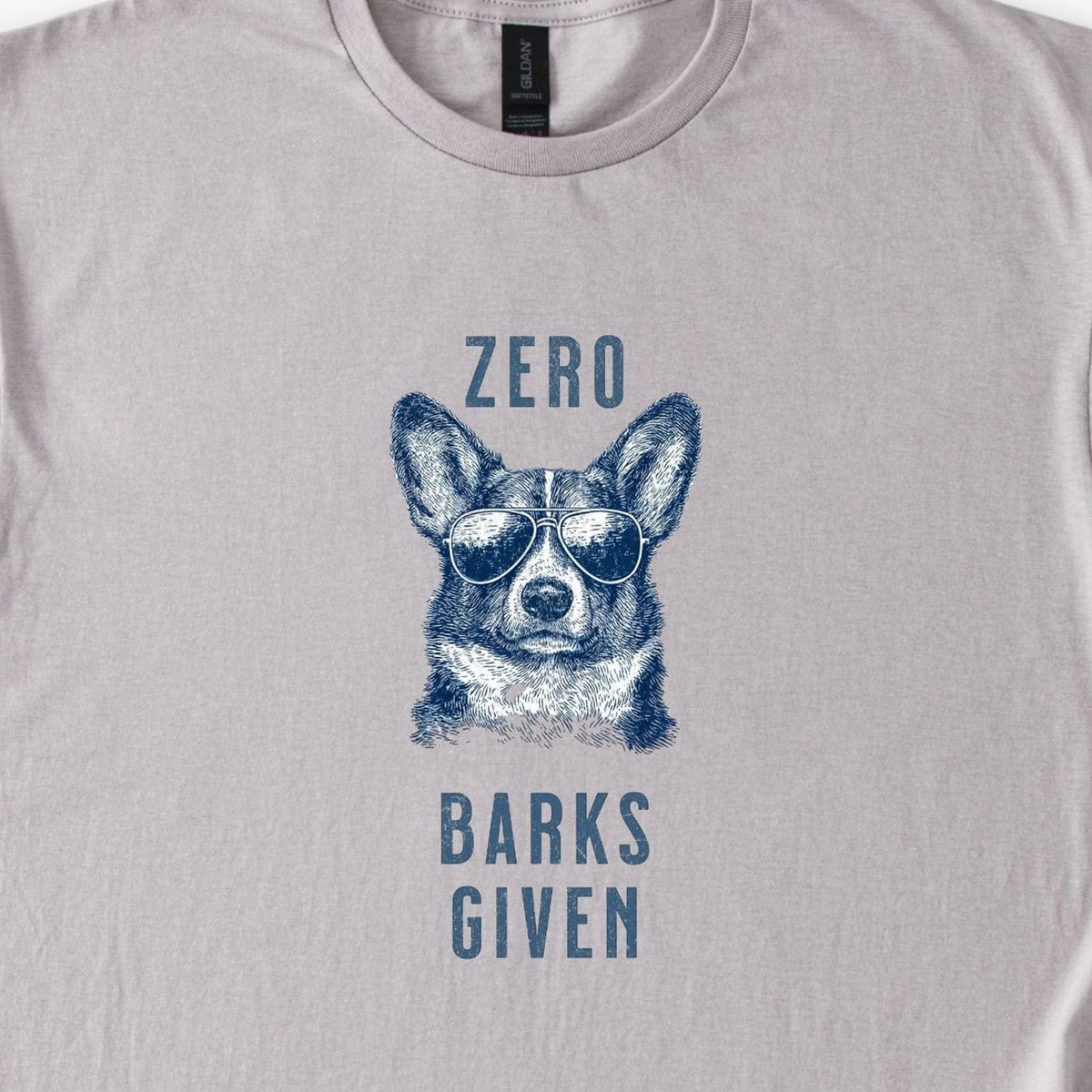 zero-barks-given-corgi-t-shirt - design close up