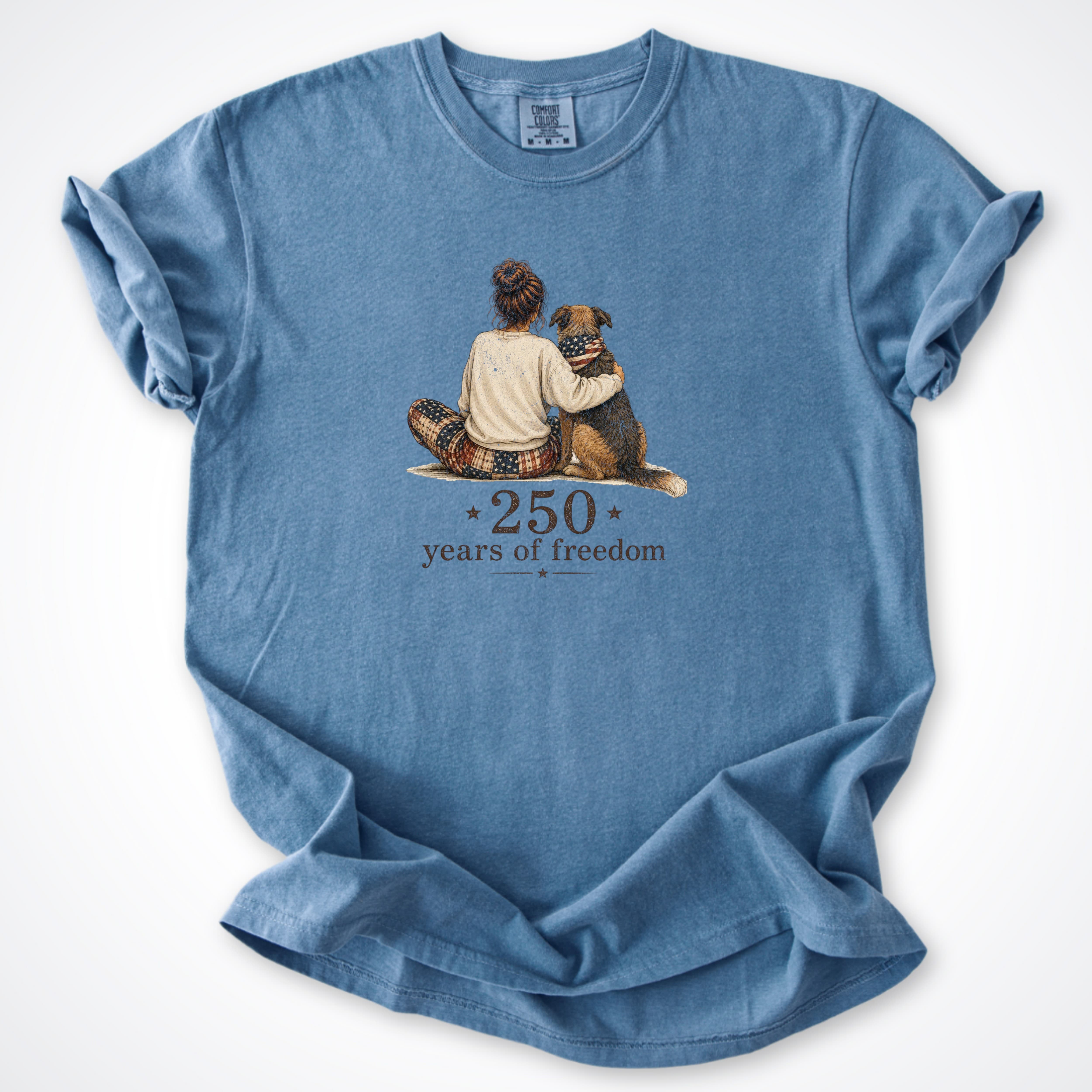 T-Shirt Blue Jean / S 250 Years of Freedom - Woman & Dog Comfort Colors T-Shirt ReallyintoDogs