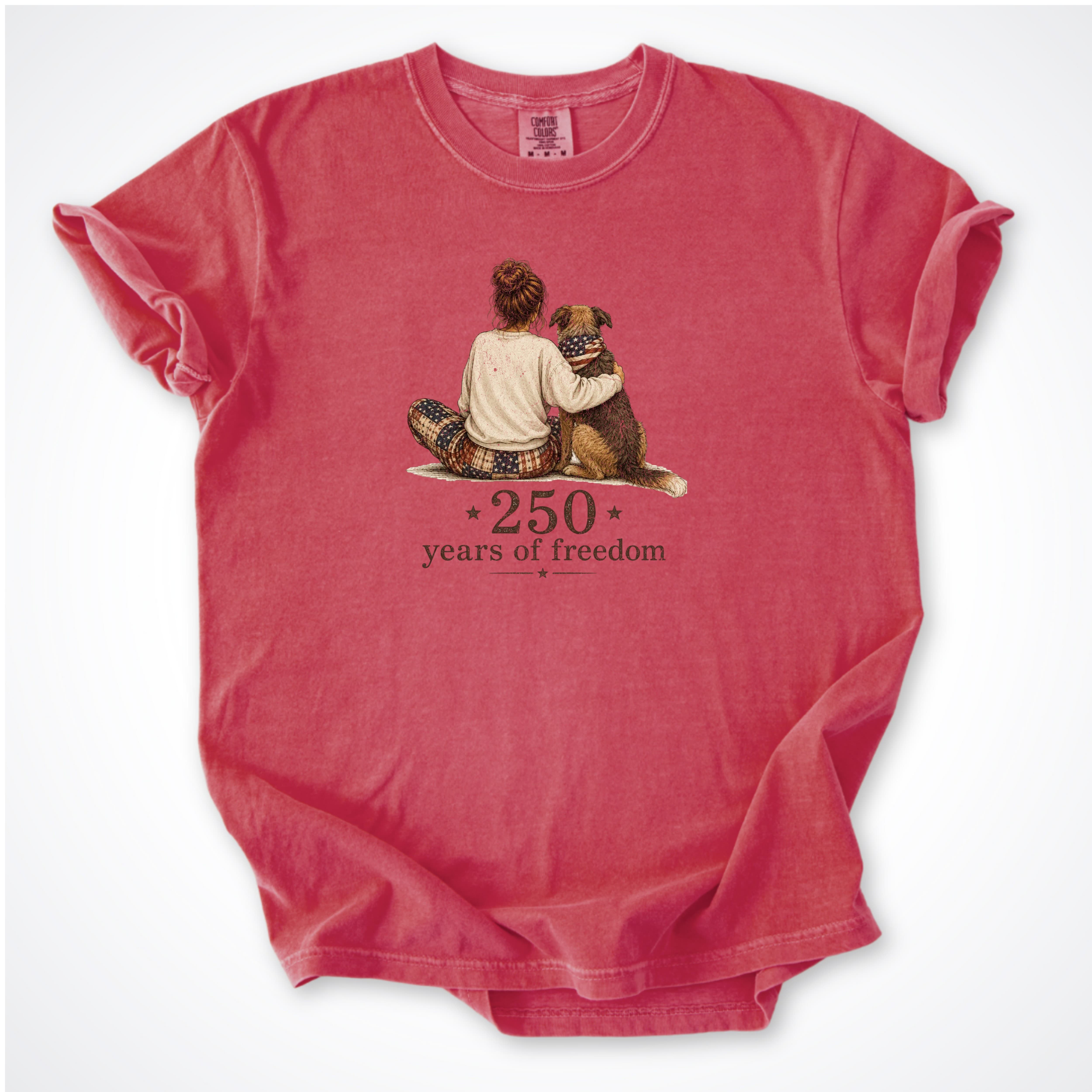 T-Shirt Watermelon / S 250 Years of Freedom - Woman & Dog Comfort Colors T-Shirt ReallyintoDogs