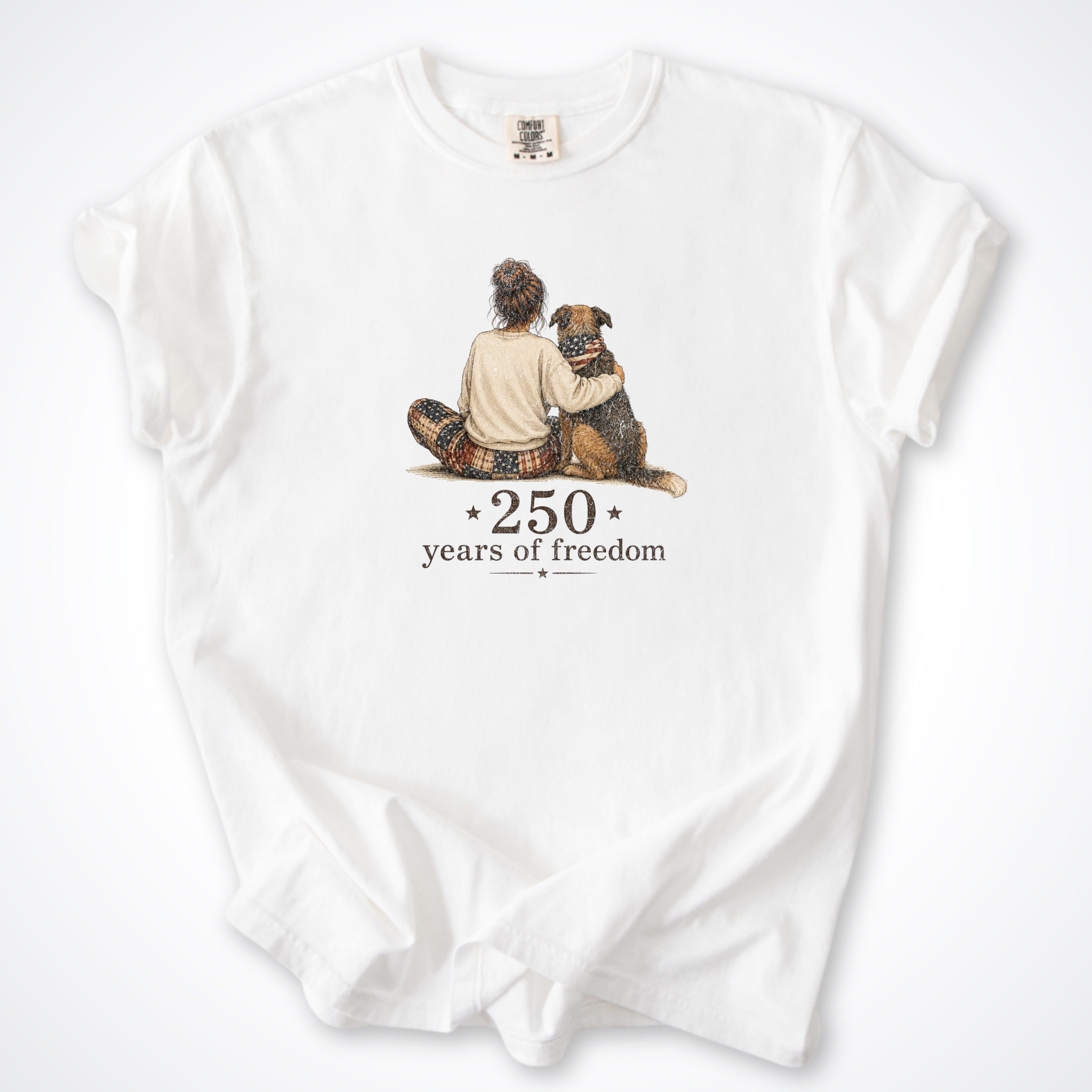 T-Shirt White / S 250 Years of Freedom - Woman & Dog Comfort Colors T-Shirt ReallyintoDogs