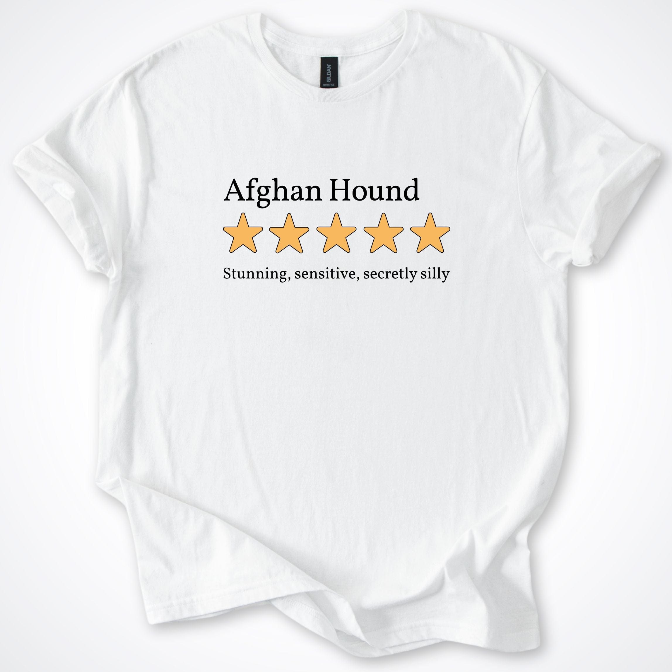T-Shirt White / S Afghan Hound Five Star Review 3.0 T-Shirt ReallyintoDogs