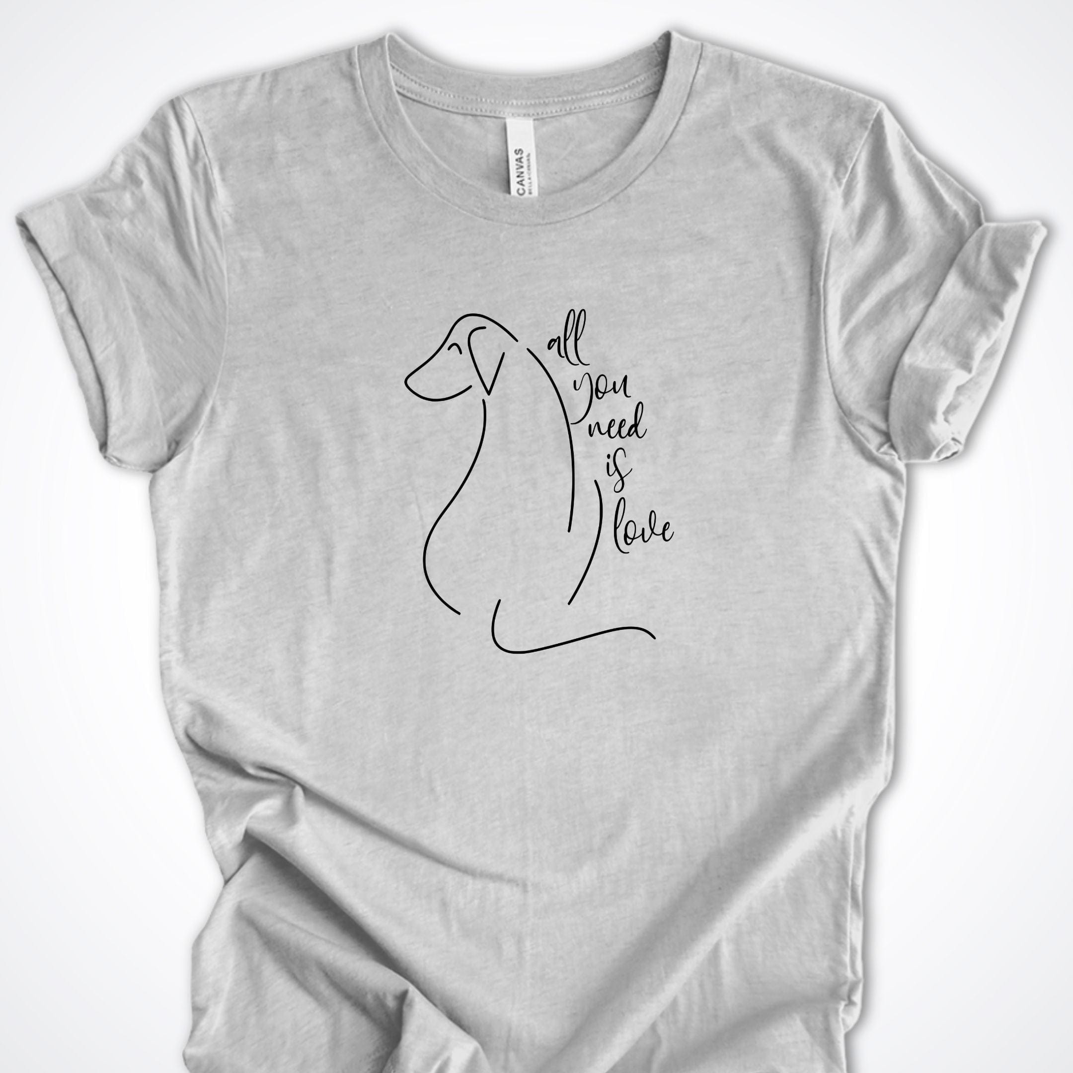 T-Shirt Athletic Heather / S All You Need is Love Dog Silhouette Premium Unisex T-Shirt ReallyintoDogs