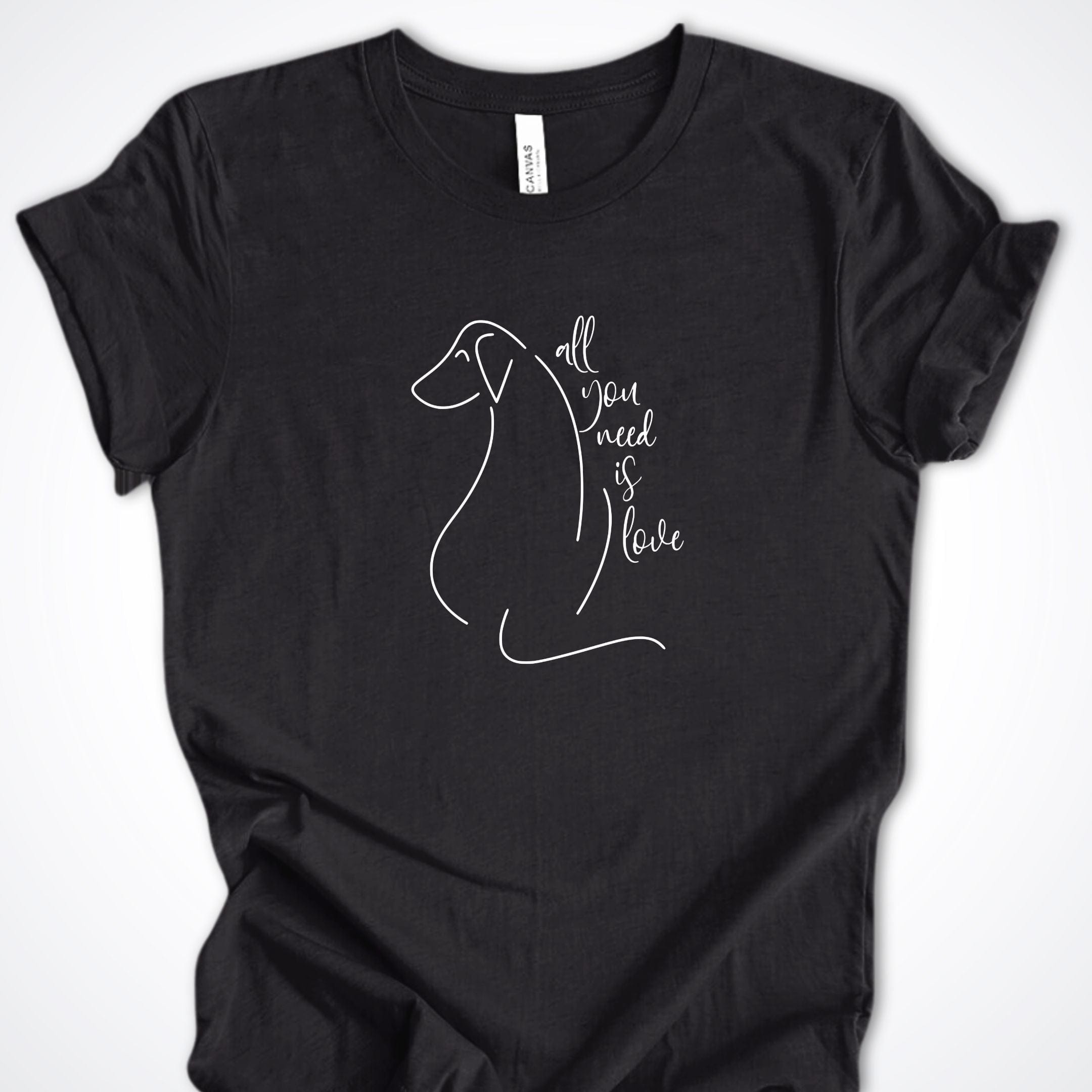 T-Shirt Black Heather / S All You Need is Love Dog Silhouette Premium Unisex T-Shirt ReallyintoDogs