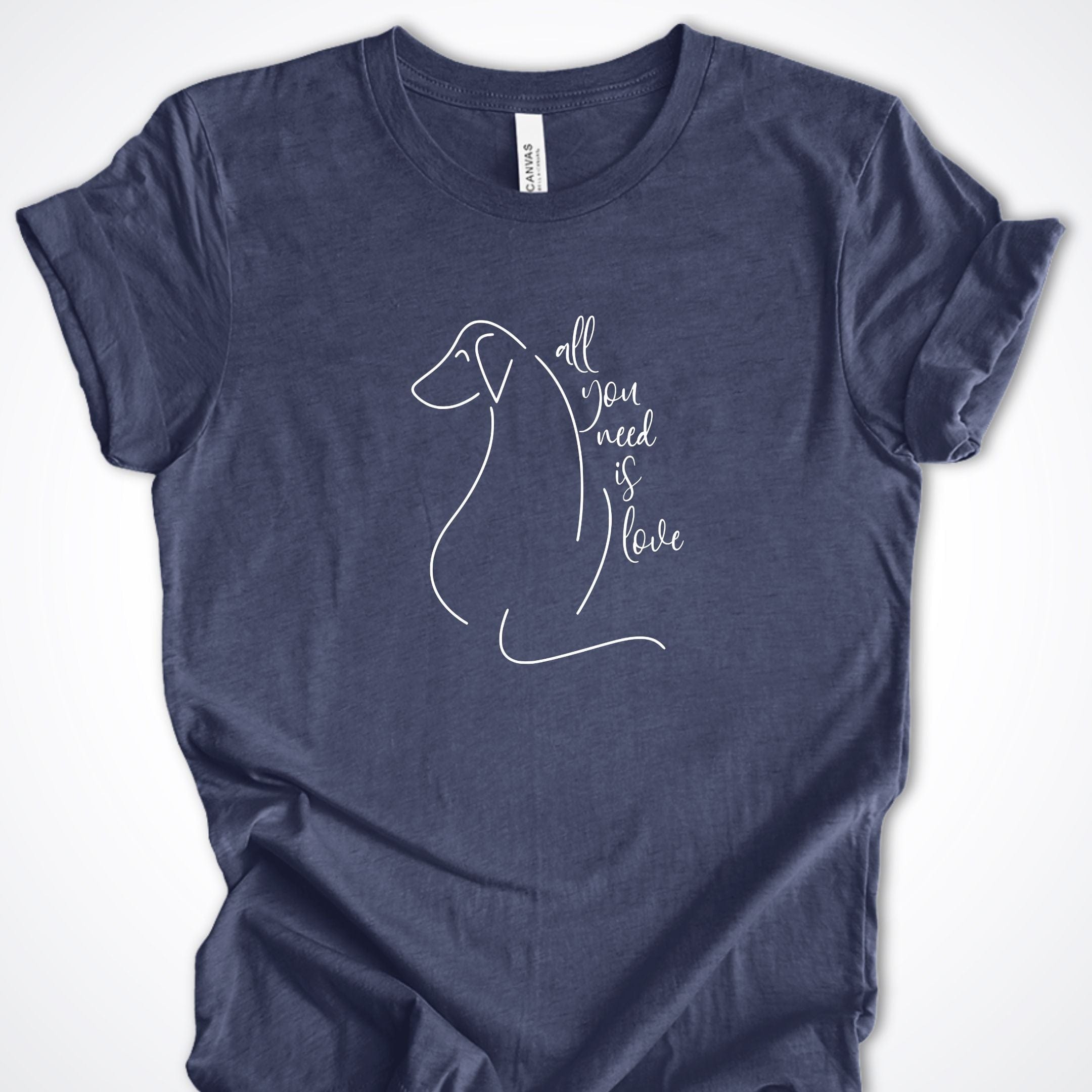 T-Shirt Heather Navy / S All You Need is Love Dog Silhouette Premium Unisex T-Shirt ReallyintoDogs