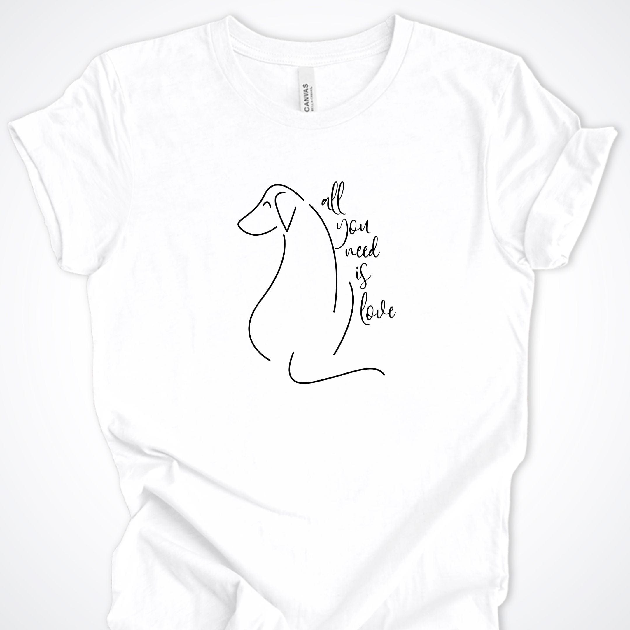 T-Shirt White / S All You Need is Love Dog Silhouette Premium Unisex T-Shirt ReallyintoDogs