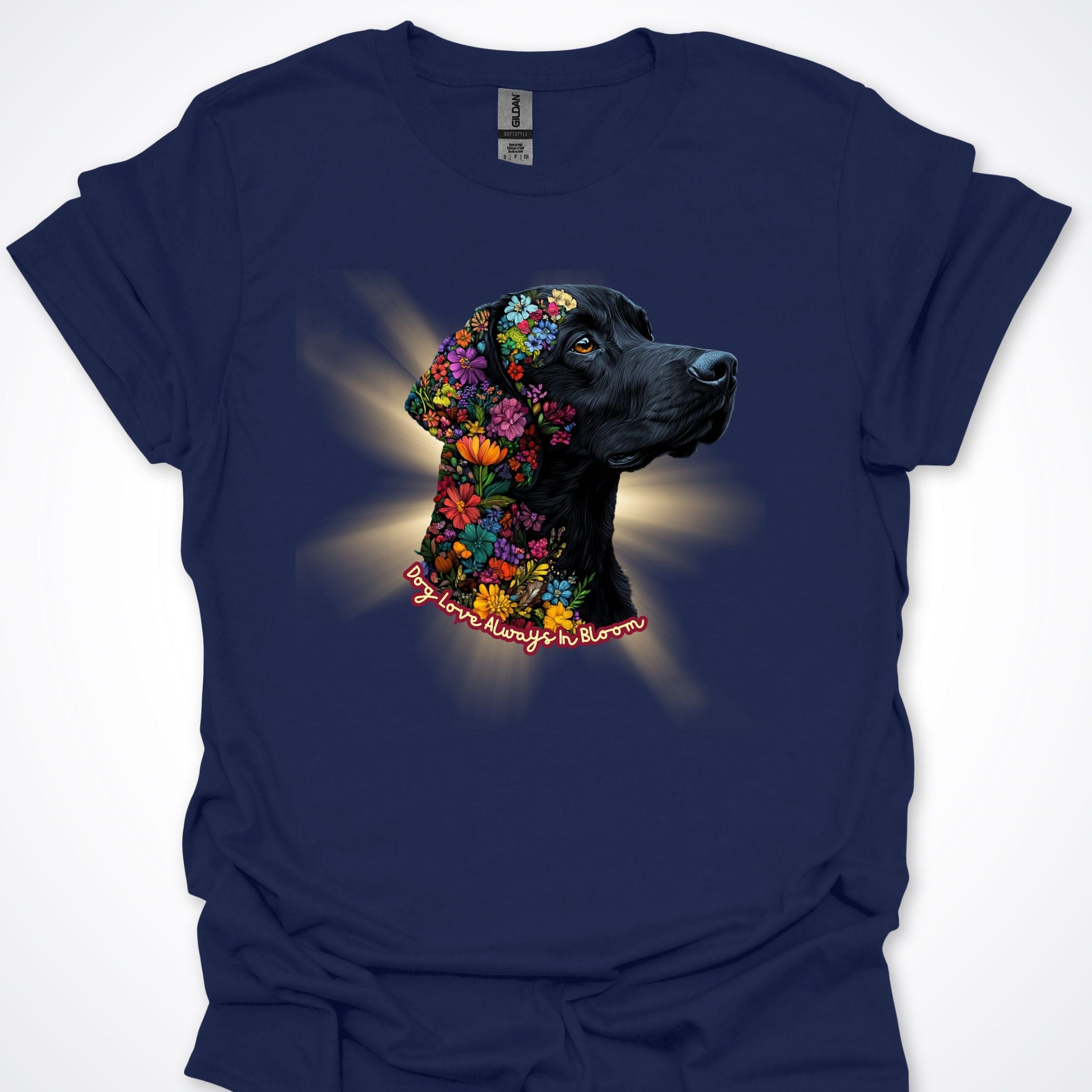 T-Shirt Navy / S Always in Bloom Black Labrador T-Shirt ReallyintoDogs