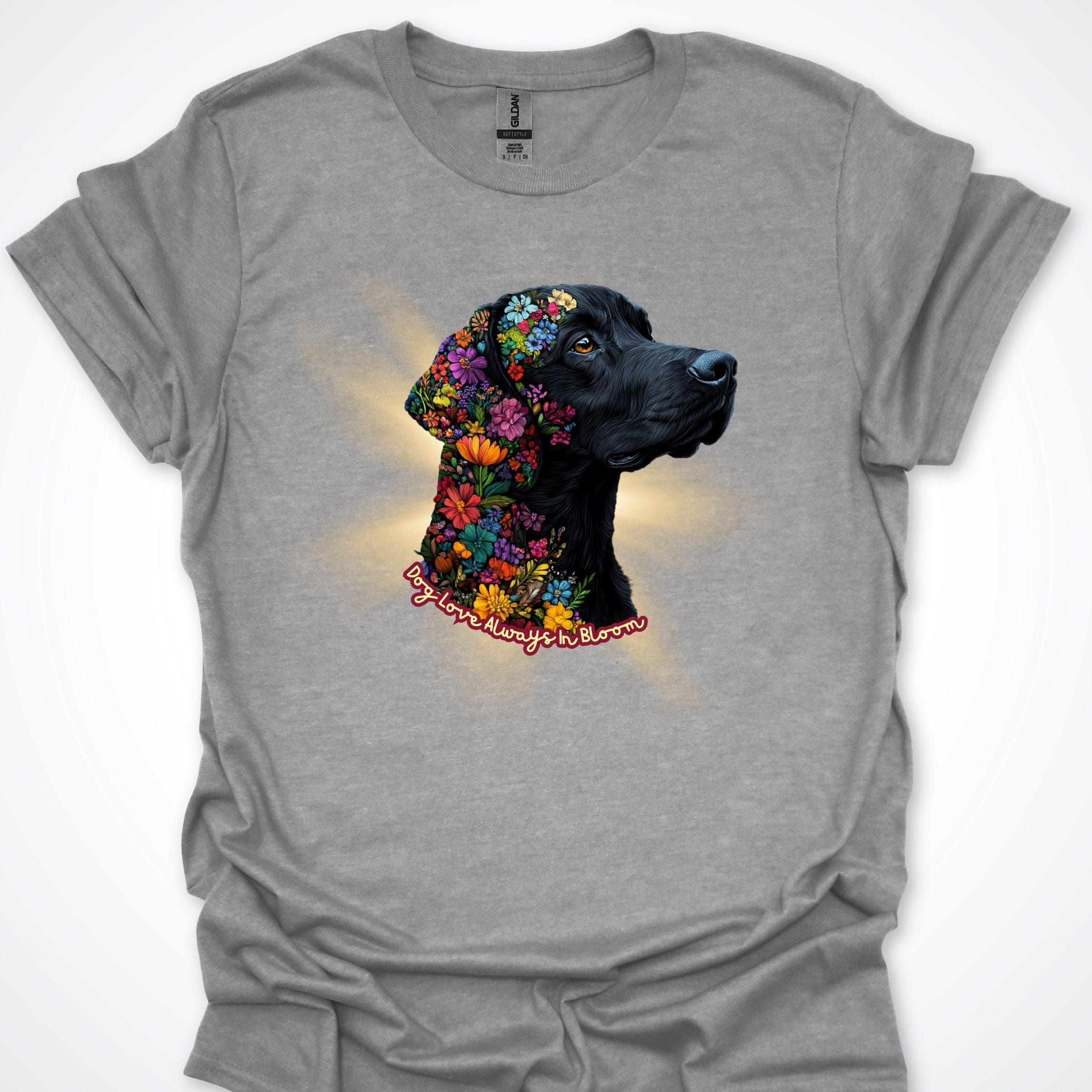 T-Shirt Sport Grey / S Always in Bloom Black Labrador T-Shirt ReallyintoDogs