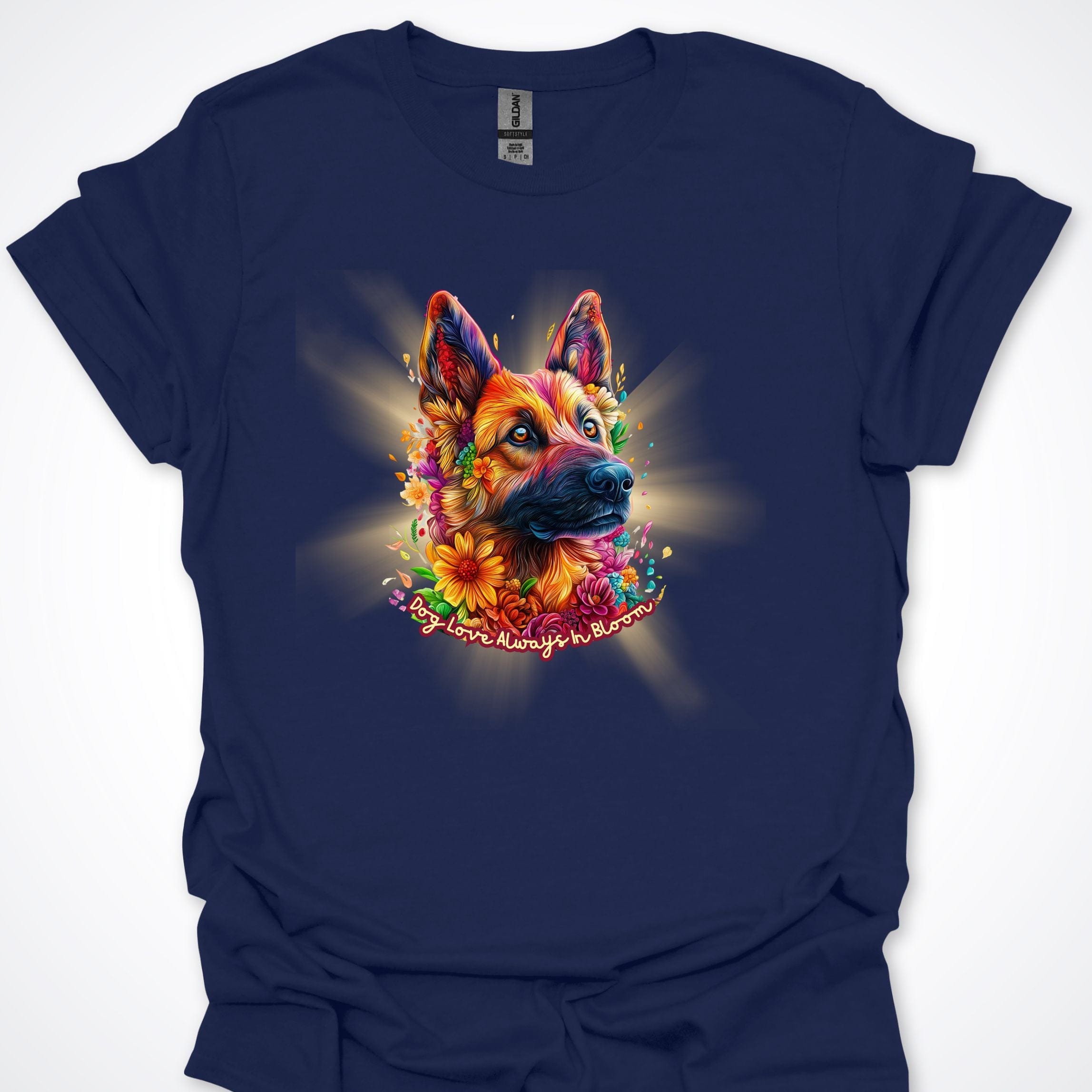 T-Shirt Navy / S Always in Bloom German Shepherd T-Shirt ReallyintoDogs