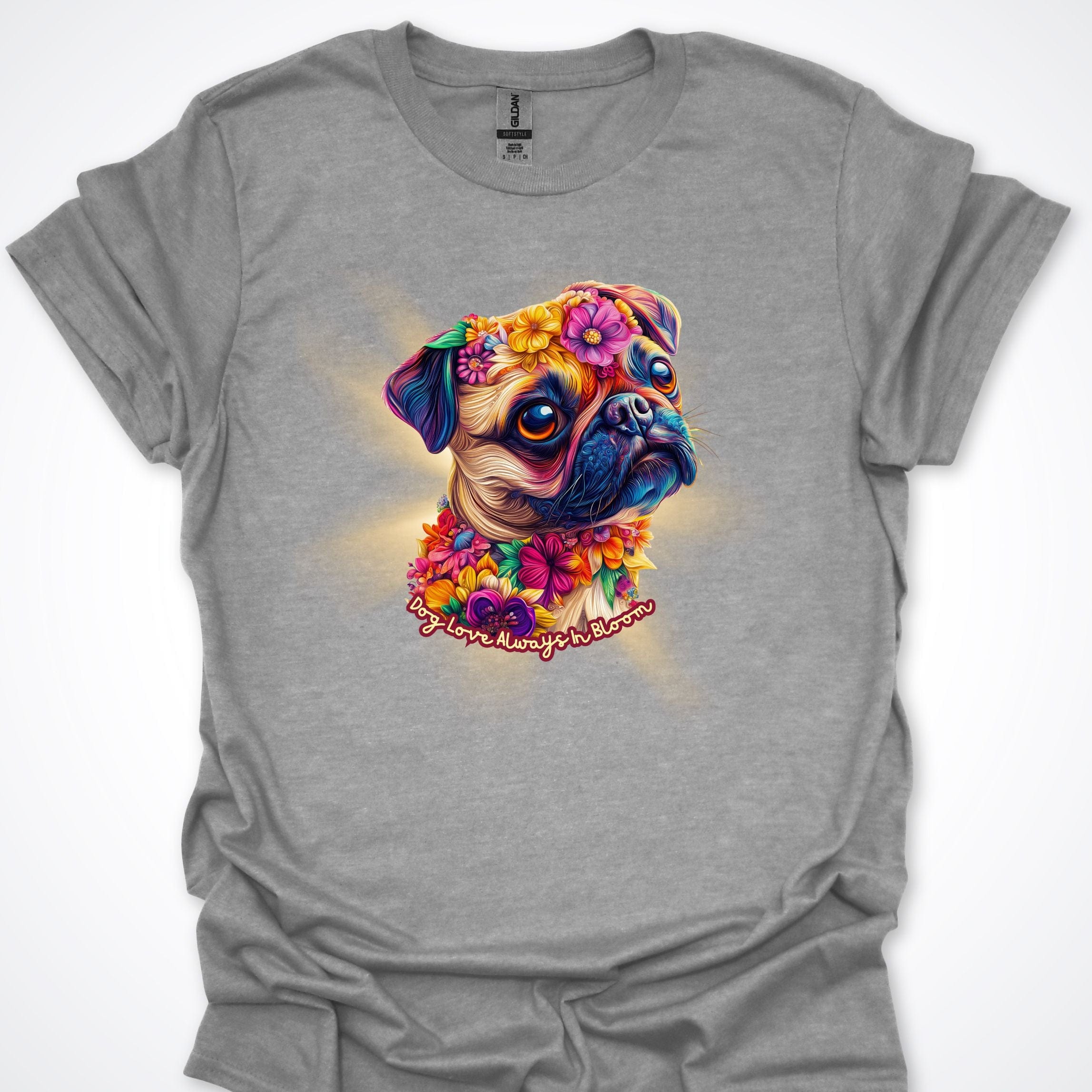 T-Shirt Sport Grey / S Always in Bloom Pug T-Shirt ReallyintoDogs