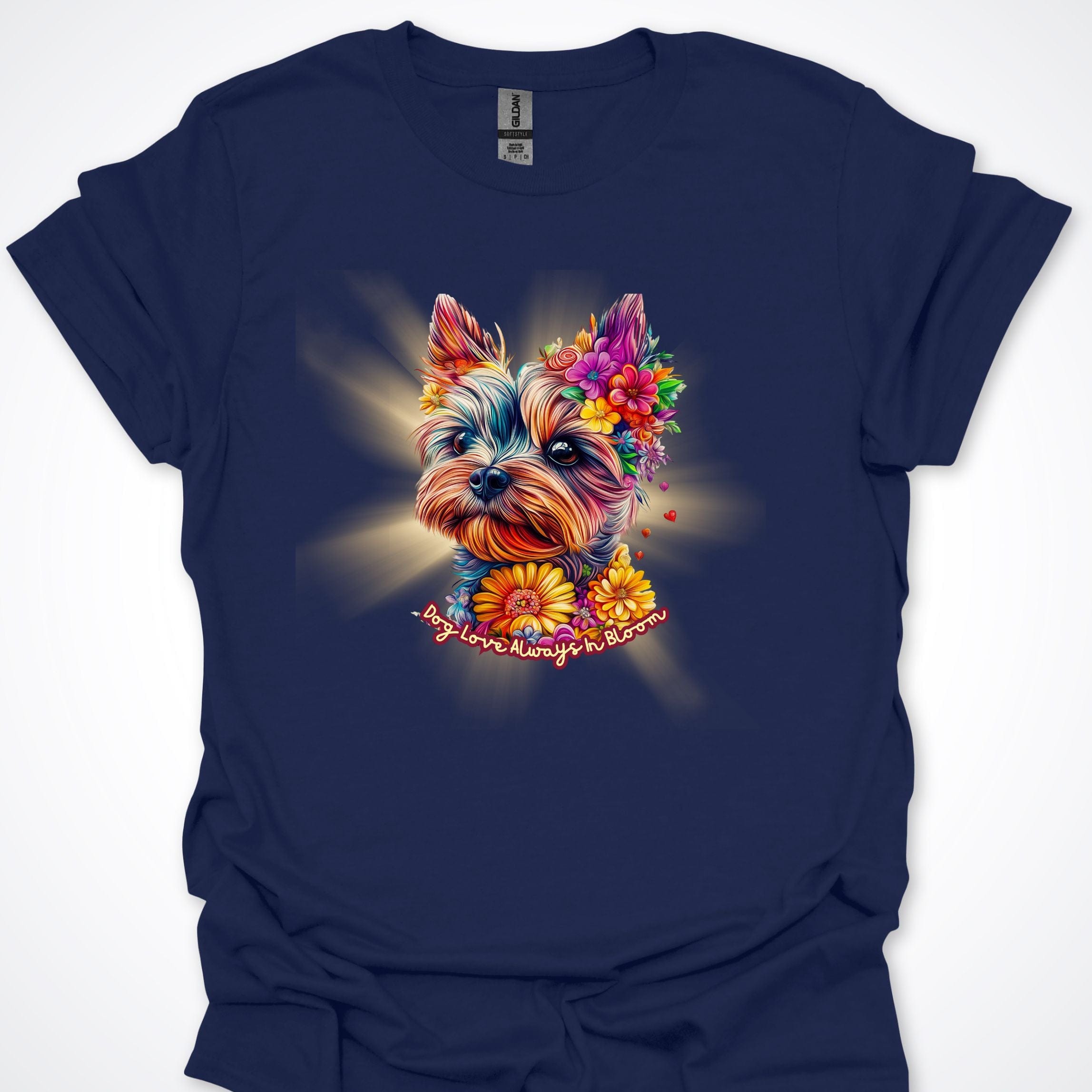 T-Shirt Navy / S Always in Bloom Yorkshire Terrier T-Shirt ReallyintoDogs