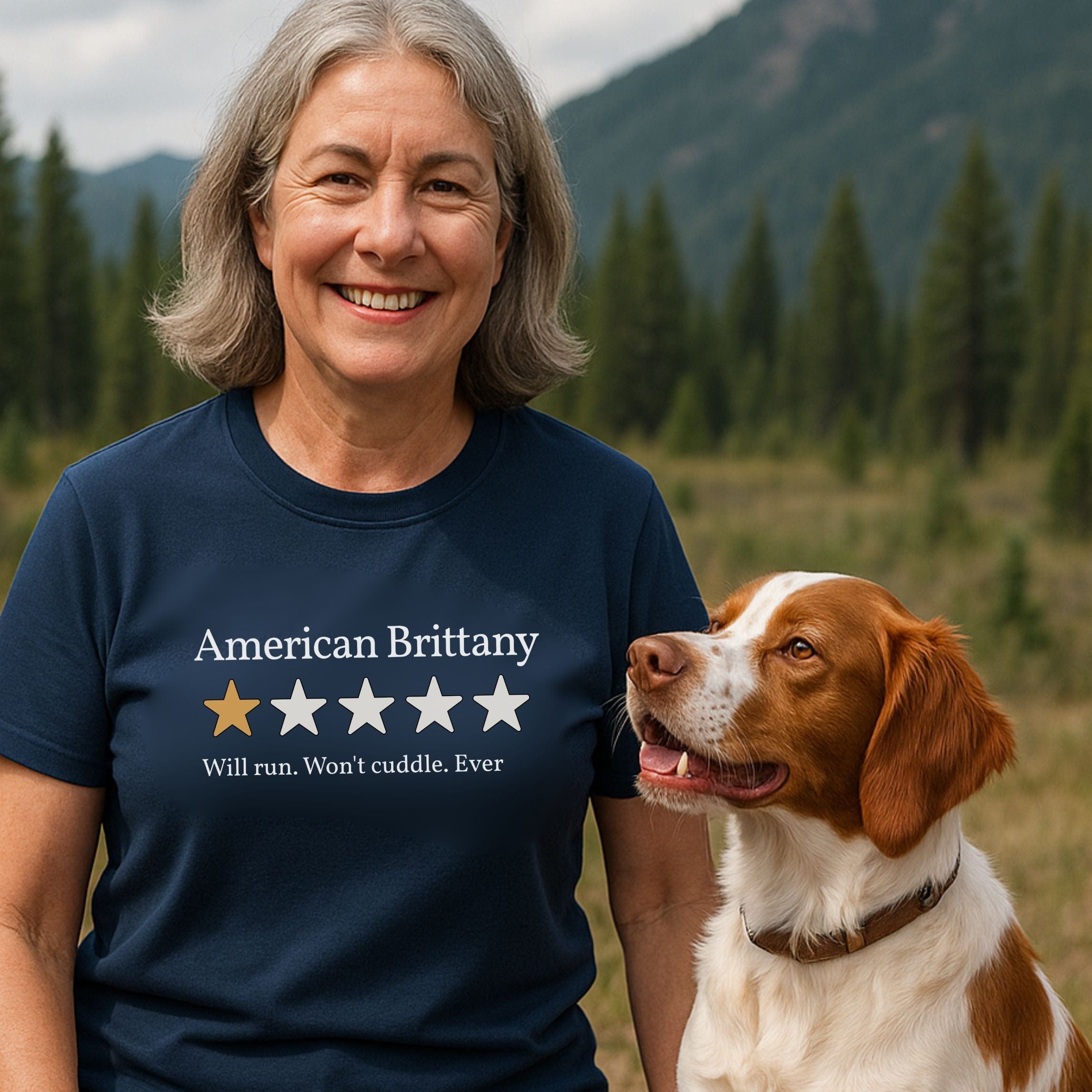 T-Shirt American Brittany One Star Review T-Shirt ReallyintoDogs