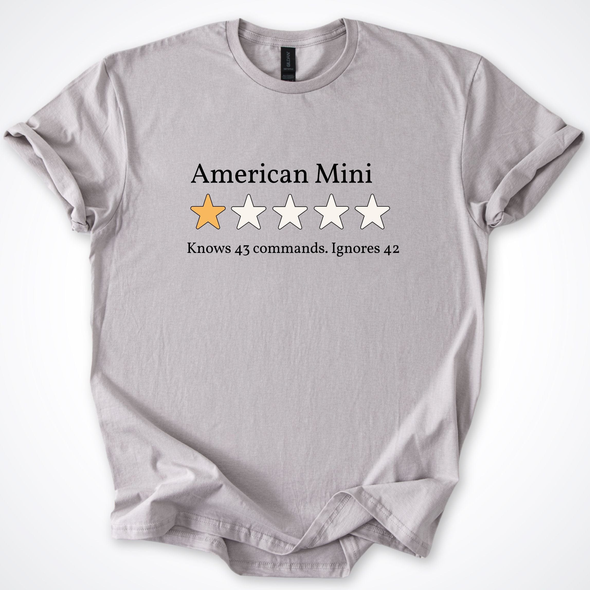 T-Shirt Ice Grey / S American Mini One Star Review T-Shirt ReallyintoDogs