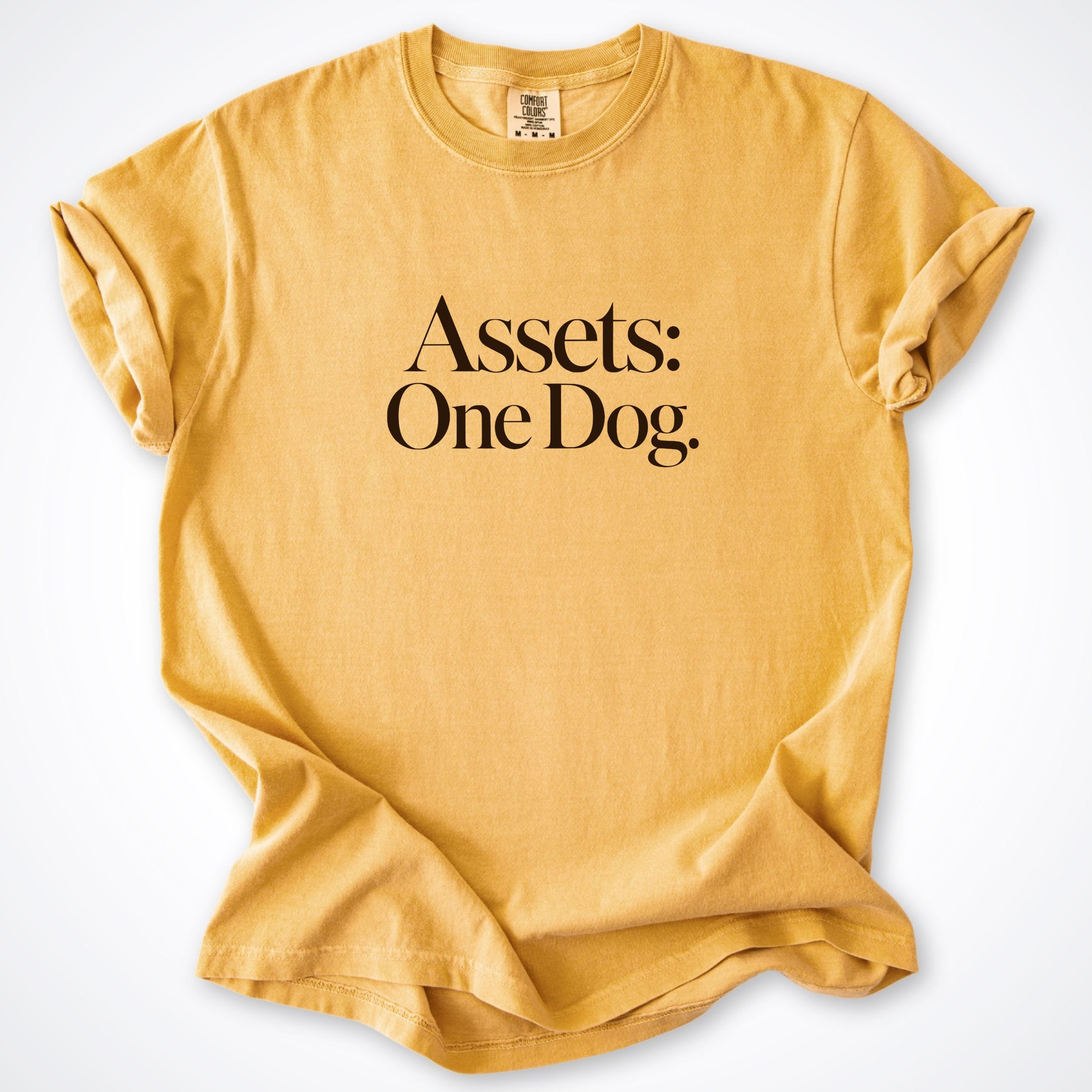 T-Shirt Mustard / S Assets: One Dog. Premium T-Shirt ReallyintoDogs