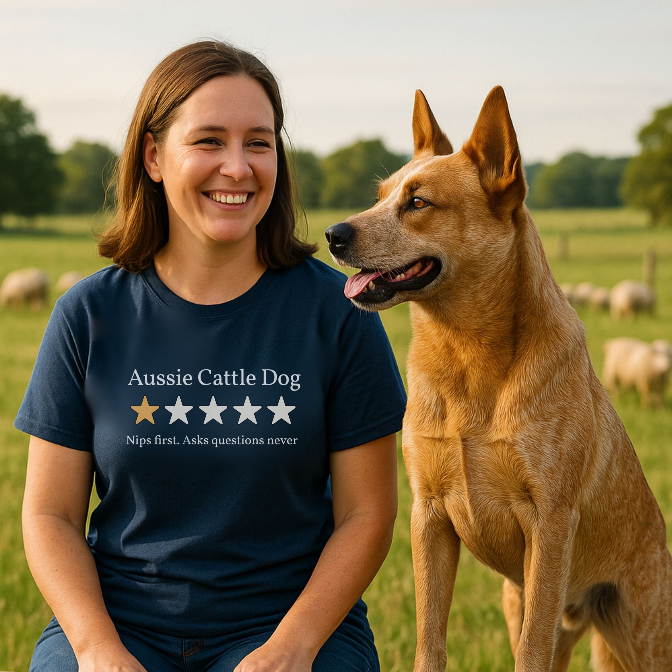 T-Shirt Aussie Cattle Dog One Star Review T-Shirt ReallyintoDogs