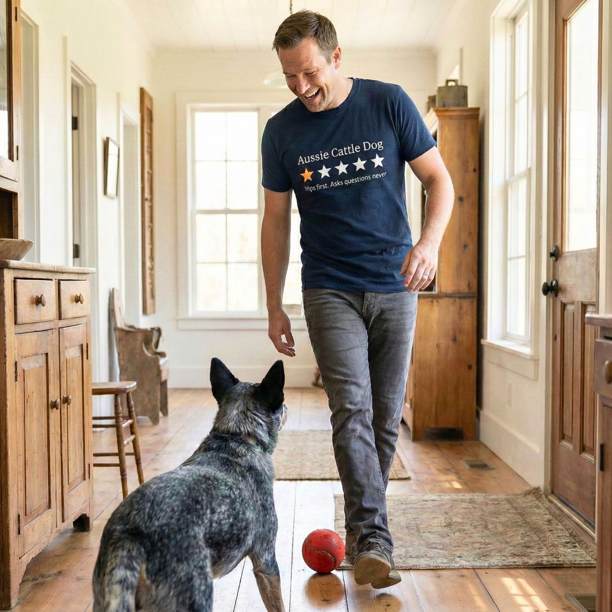 T-Shirt Aussie Cattle Dog One Star Review T-Shirt ReallyintoDogs