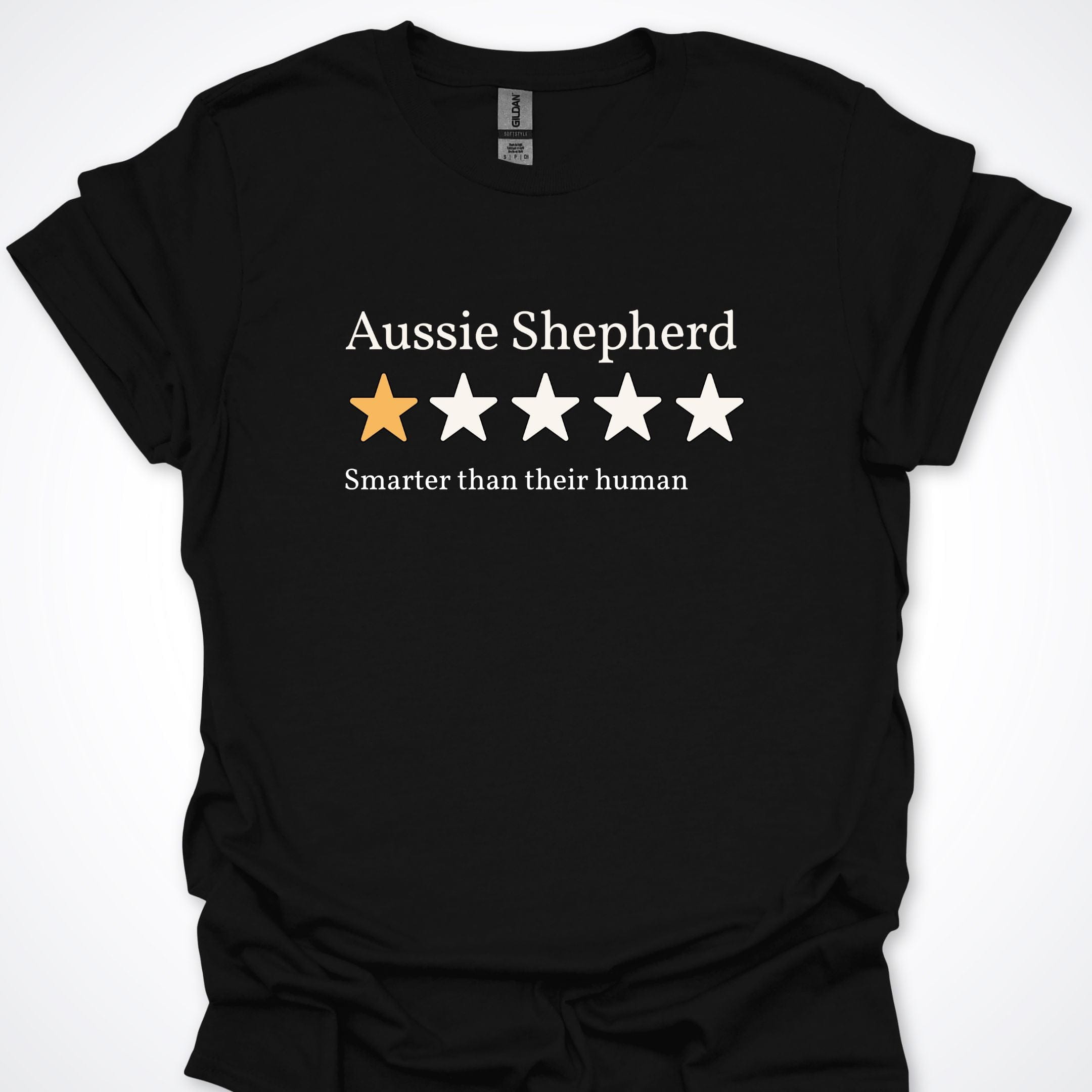 T-Shirt Black / S Aussie Shepherd One Star Review T-Shirt ReallyintoDogs