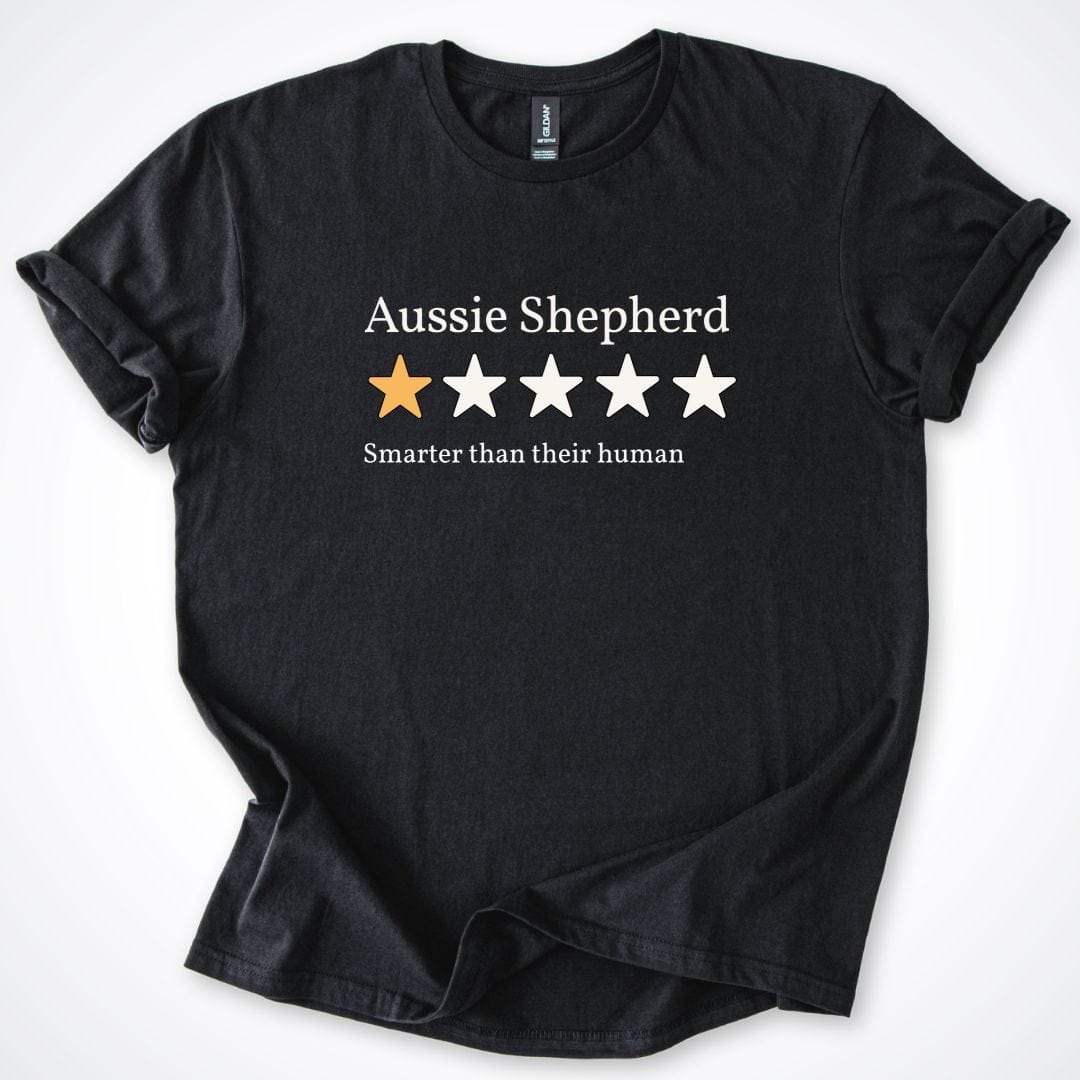 T-Shirt Black / S Aussie Shepherd One Star Review T-Shirt ReallyintoDogs