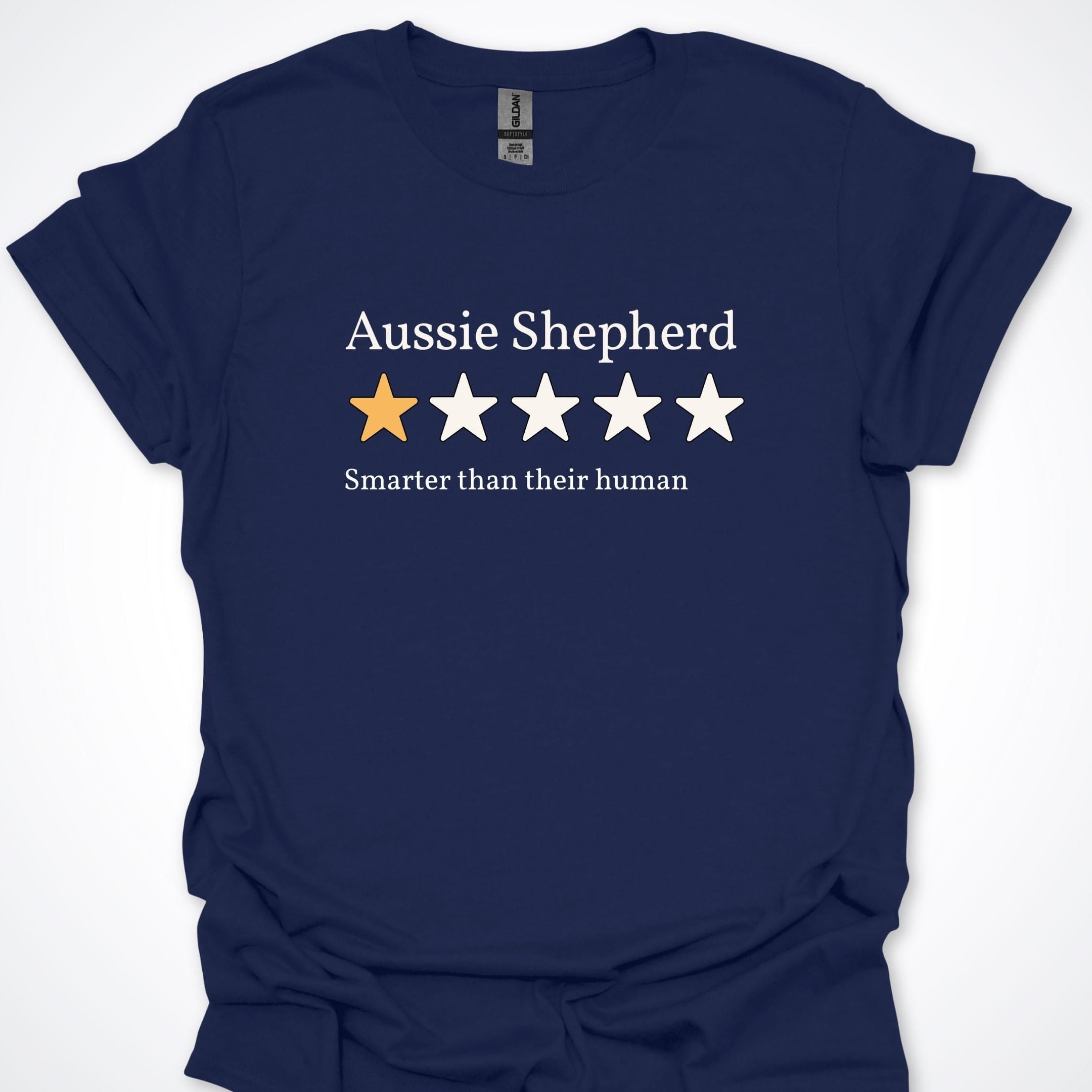 T-Shirt Navy / S Aussie Shepherd One Star Review T-Shirt ReallyintoDogs