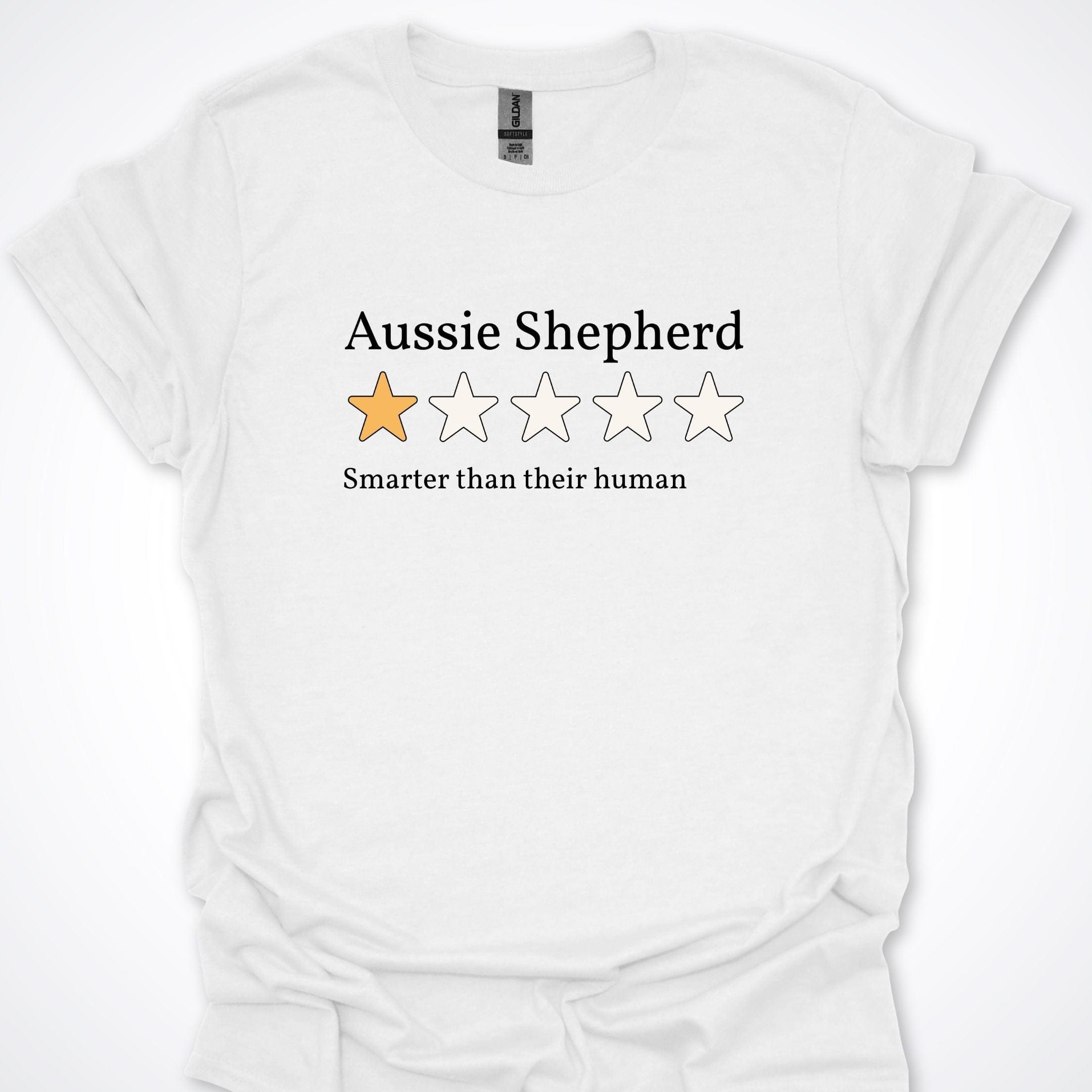 T-Shirt White / S Aussie Shepherd One Star Review T-Shirt ReallyintoDogs